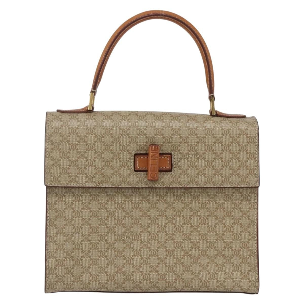 Celine Vintage Macadam Canvas And Leather Beige Canvas Handbag (Pre-Owned)