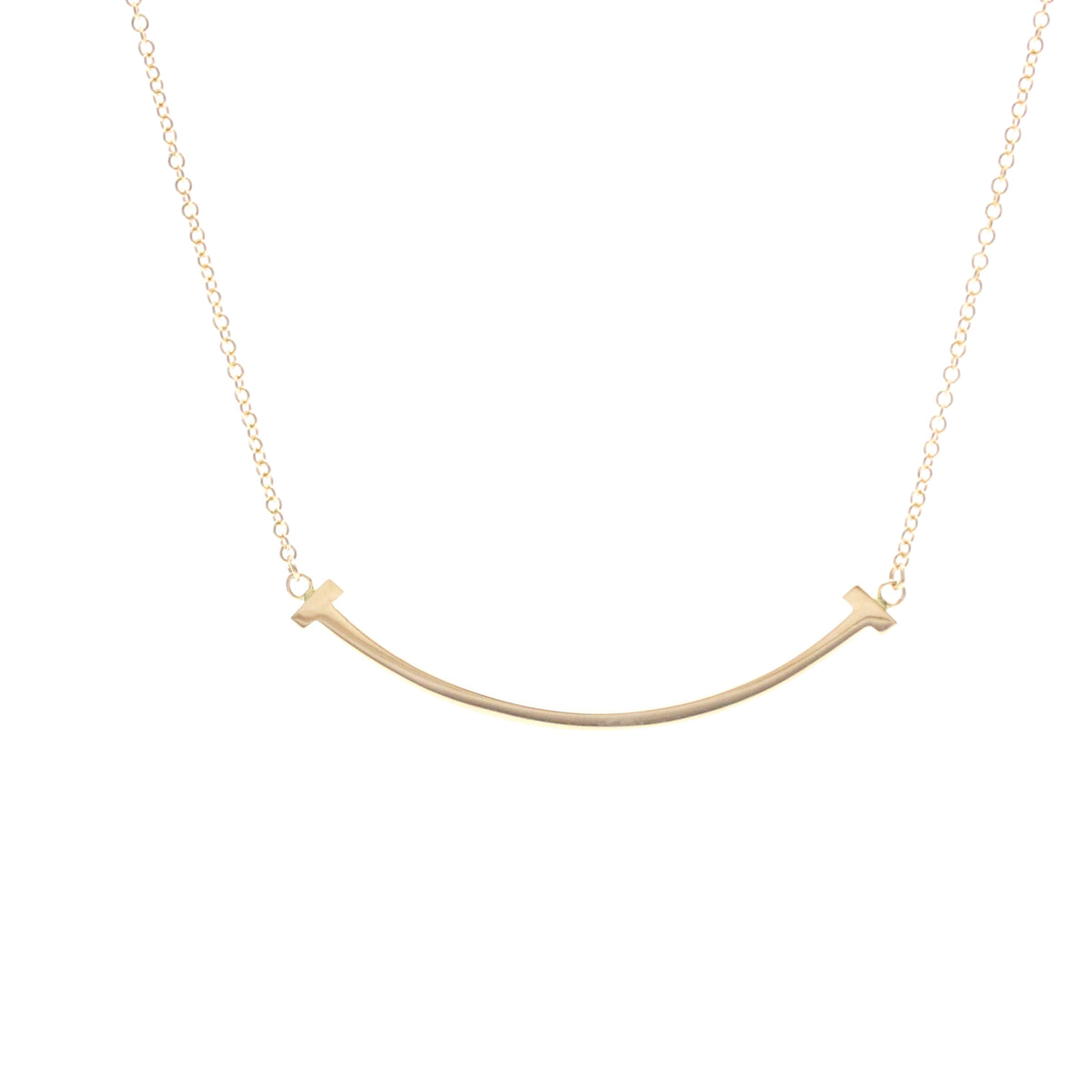 Tiffany & Co. T Smile Pendant 18K Yellow Gold Gold Pink_Gold Necklace Jewelry (Pre-Owned)