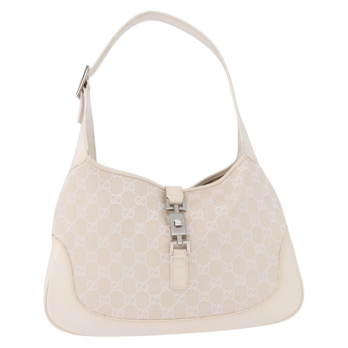 Gucci Jackie Canvas White Canvas Handbag (Pre-Owned)