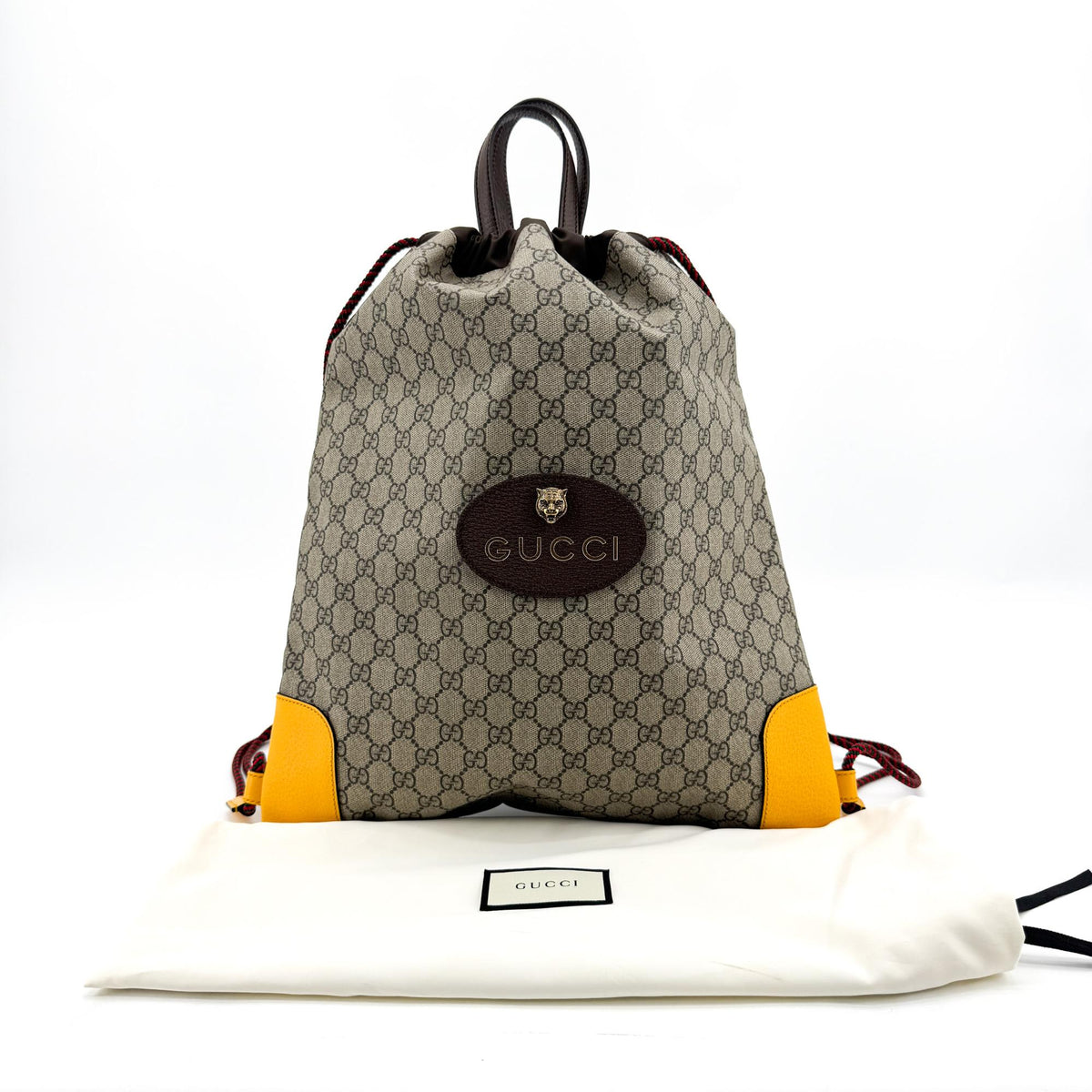 Gucci Neo Vintage Drawstring Gg Coated Canvas Beige Canvas Backpack Bag (Pre-Owned)