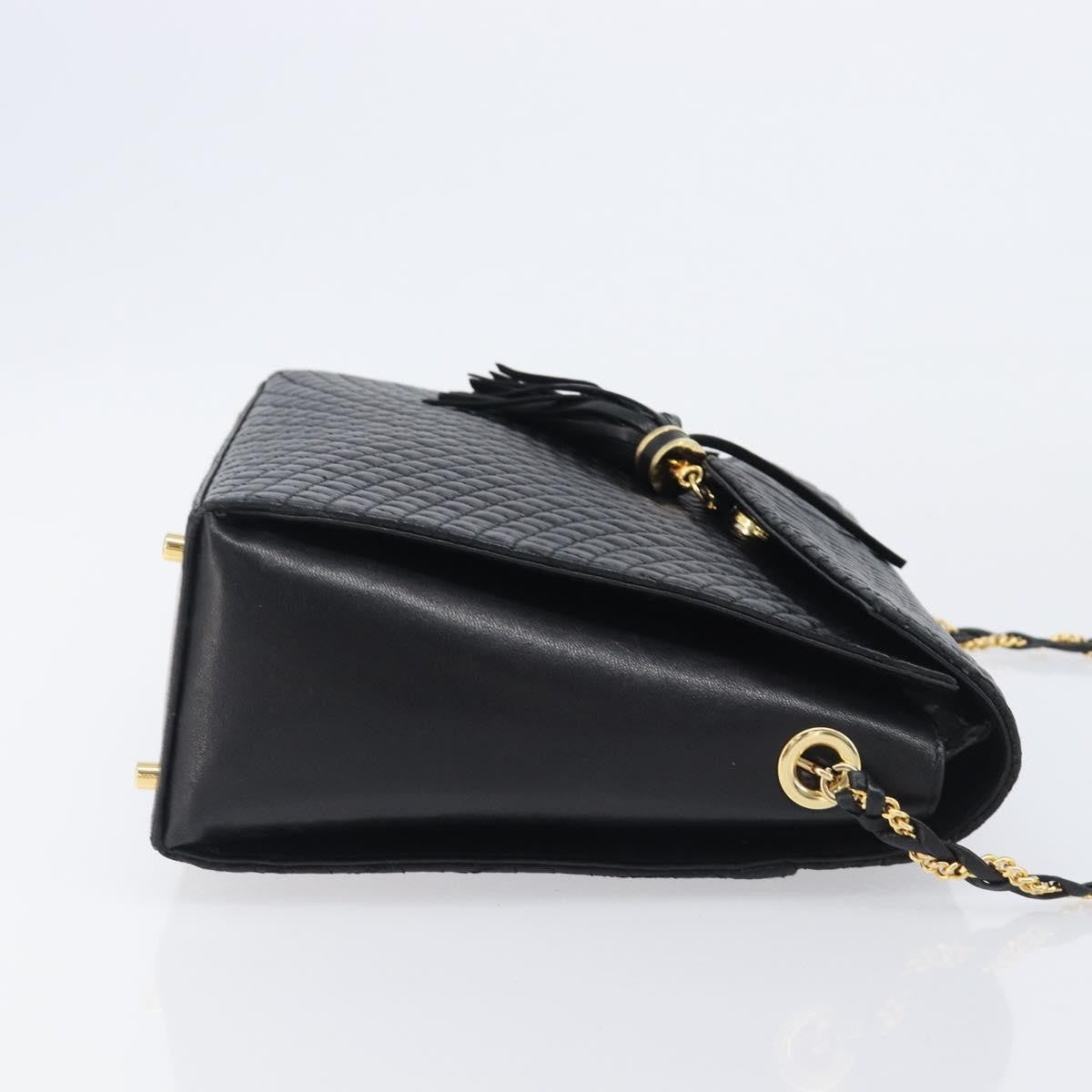 Bally Vintage Chain Quilted Leather Black Leather Shoulder Bag Bag (Pre-Owned)