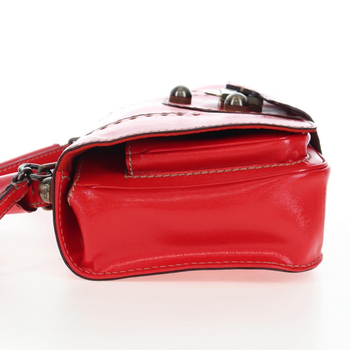 Fendi Secret Code F3 Convertible Satchel Textured Leather Red Leather Handbag (Pre-Owned)