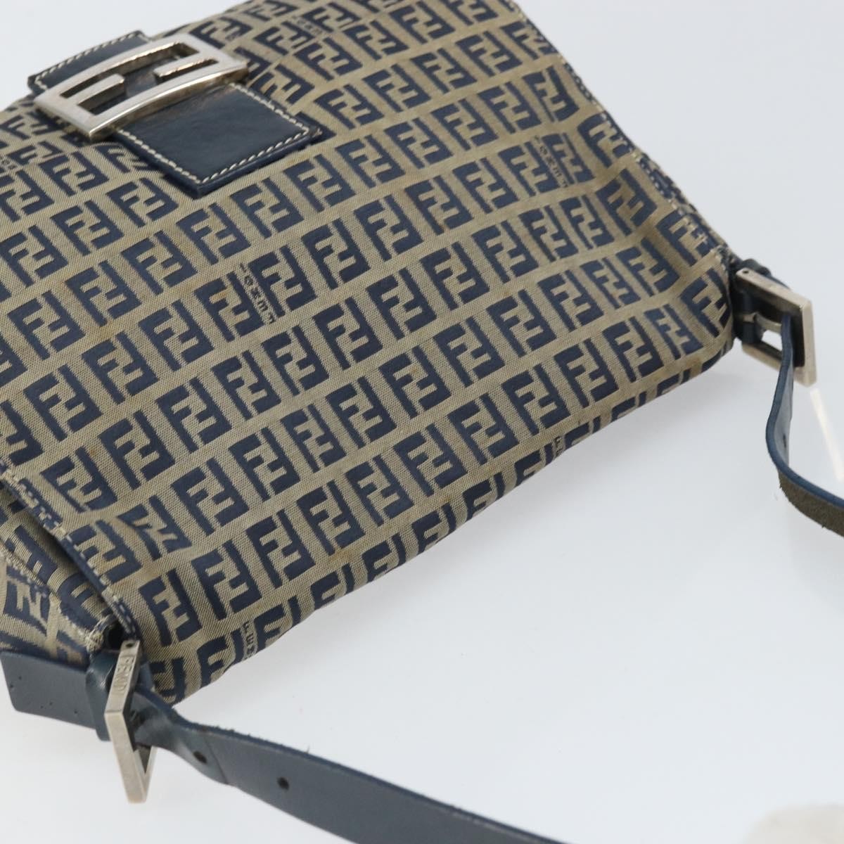 Fendi Mamma Baguette Zucca Jacquard Velvet Navy Canvas Shoulder Bag Bag (Pre-Owned)