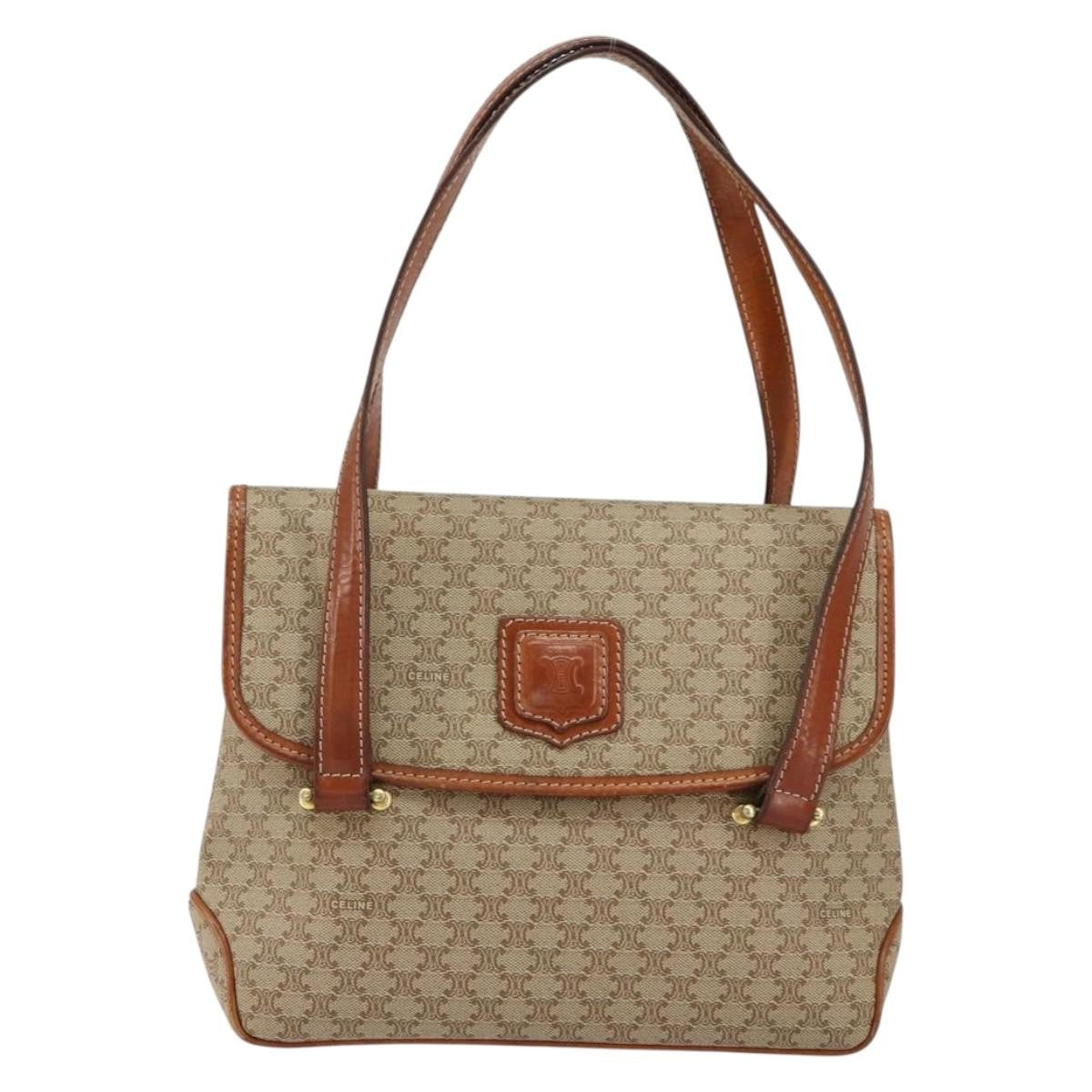 Celine Vintage Macadam Canvas And Leather Beige Canvas Handbag (Pre-Owned)