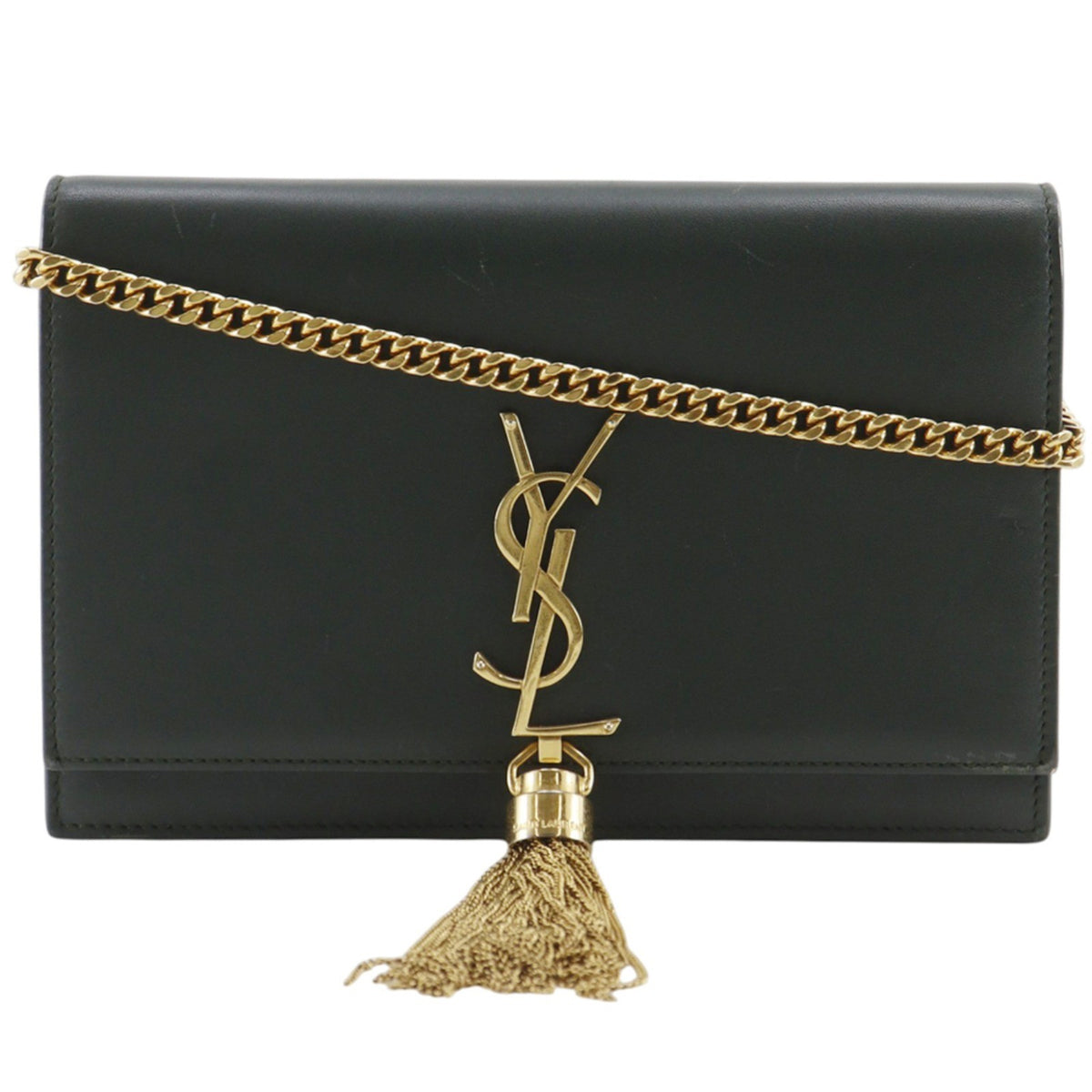 Saint Laurent Classic Monogram Tassel Chain Leather Green Leather Crossbody Bag Bag (Pre-Owned)