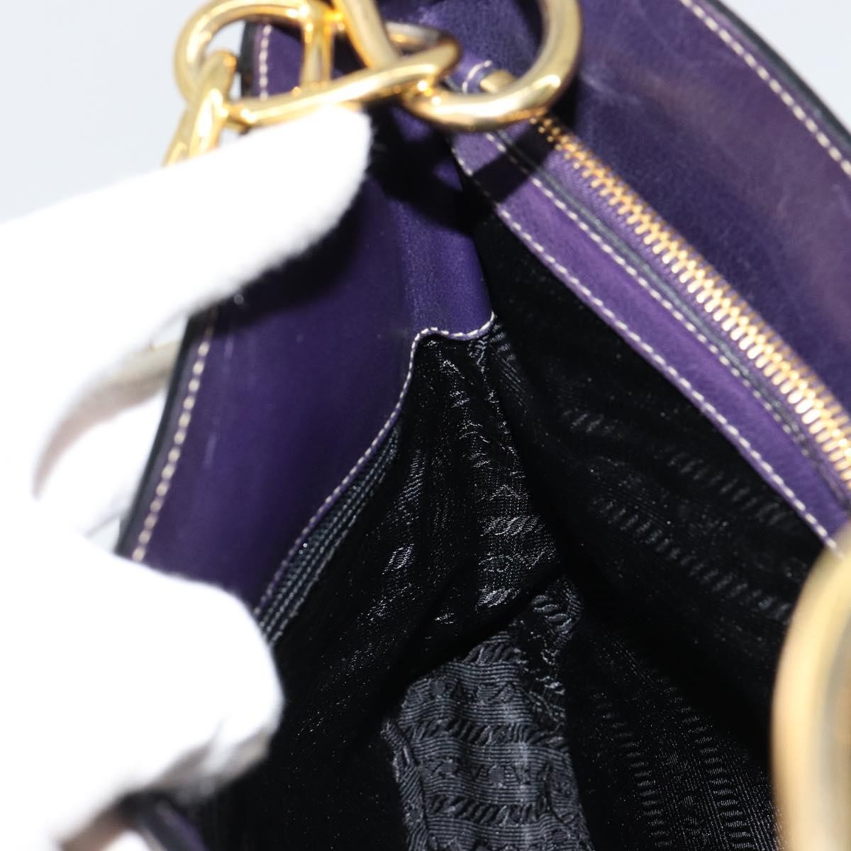 Prada Chain Leather Purple Leather Handbag (Pre-Owned)