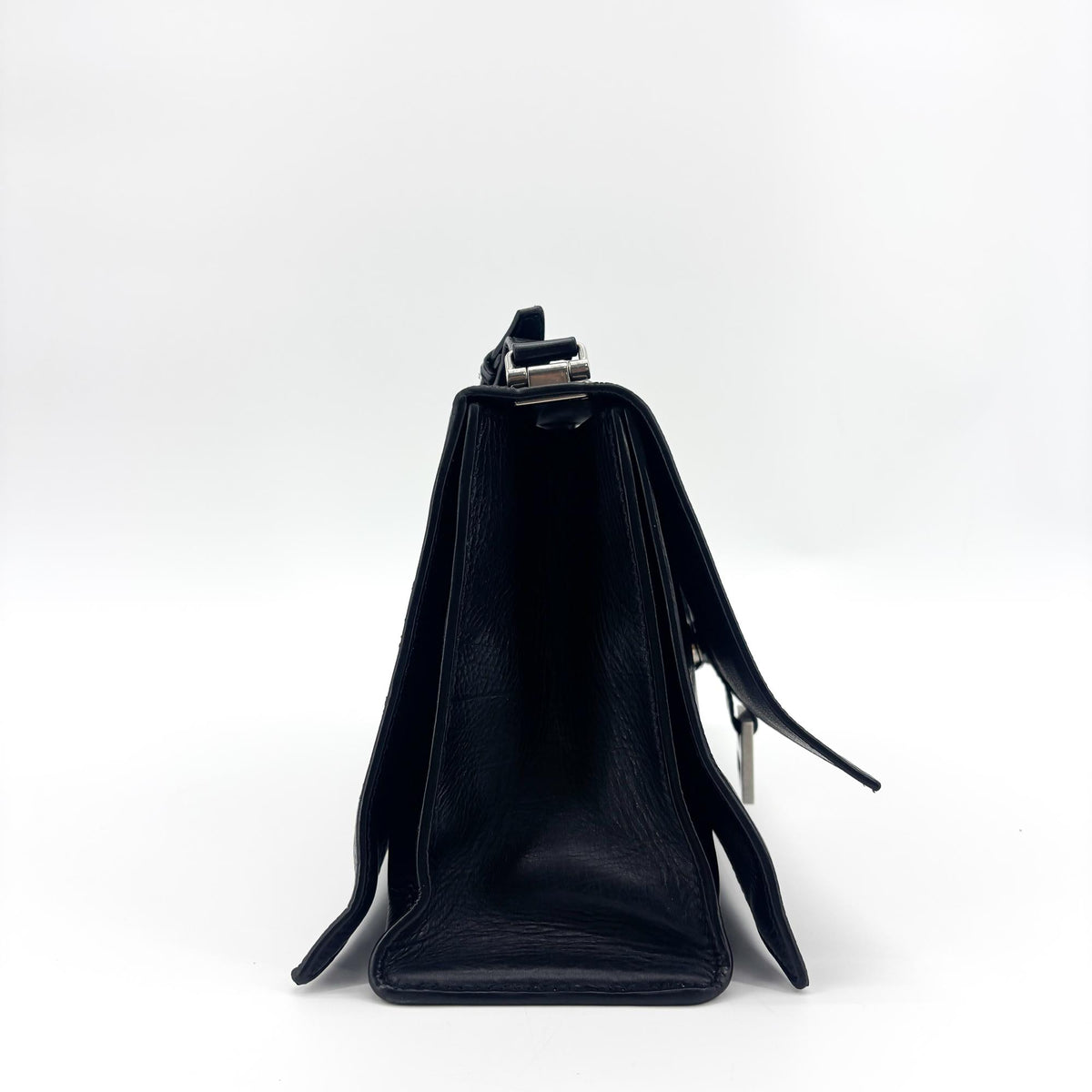 Balenciaga Downtown Soft Hourglass Leather Black Leather Shoulder Bag Bag (Pre-Owned)