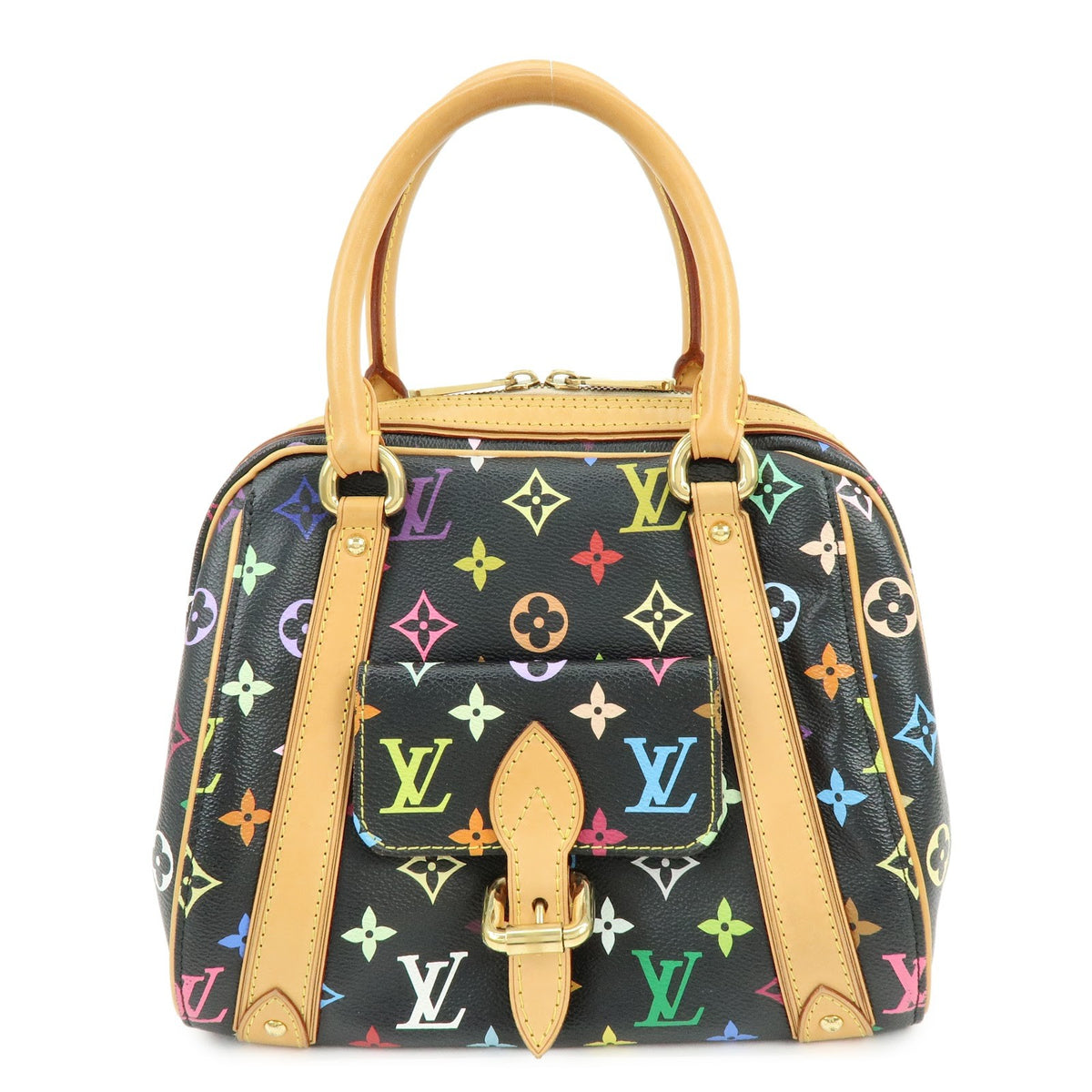 Louis Vuitton Priscilla Monogram Multicolor Black Canvas Handbag (Pre-Owned)