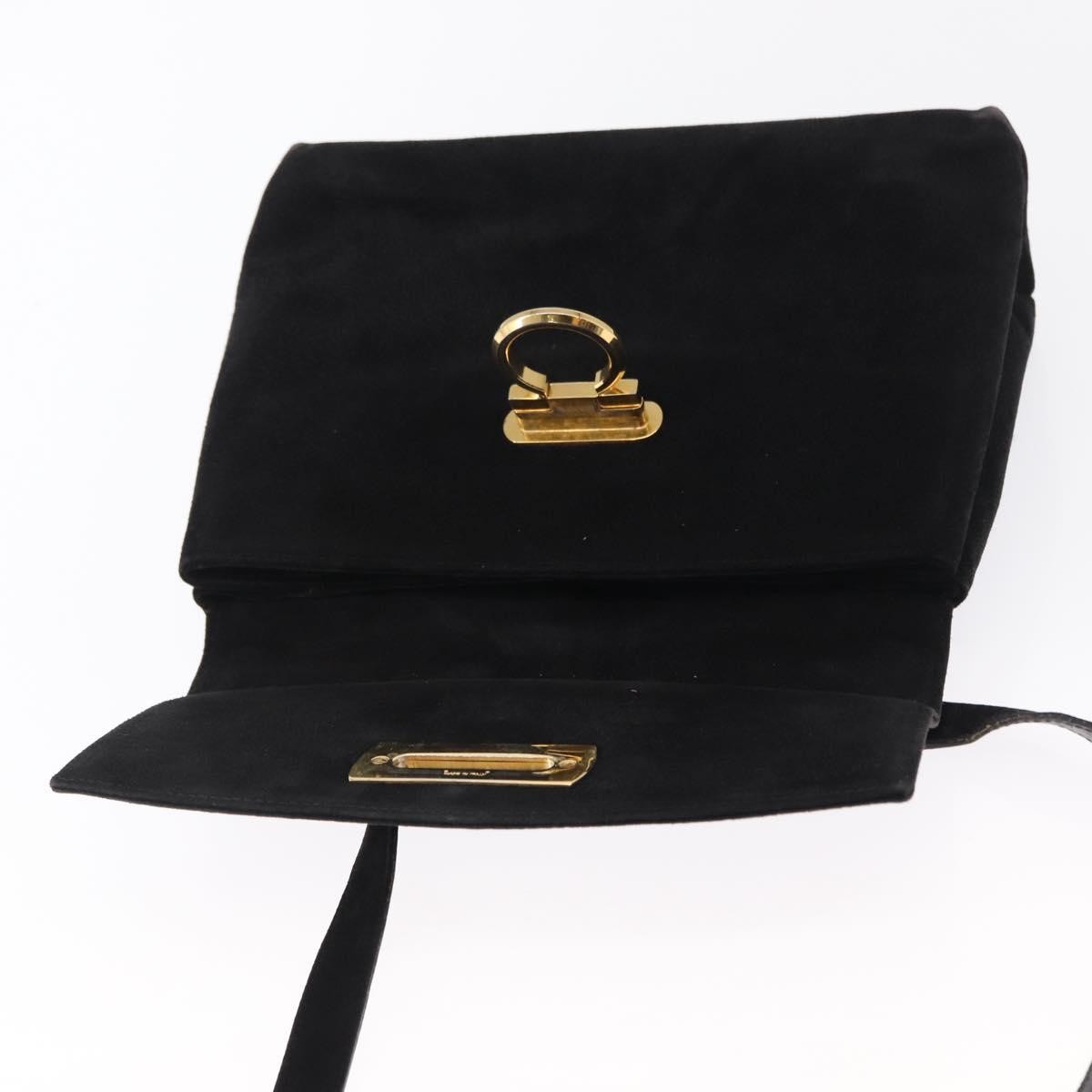 Salvatore Ferragamo Gancini Suede Black Suede Shoulder Bag Bag (Pre-Owned)
