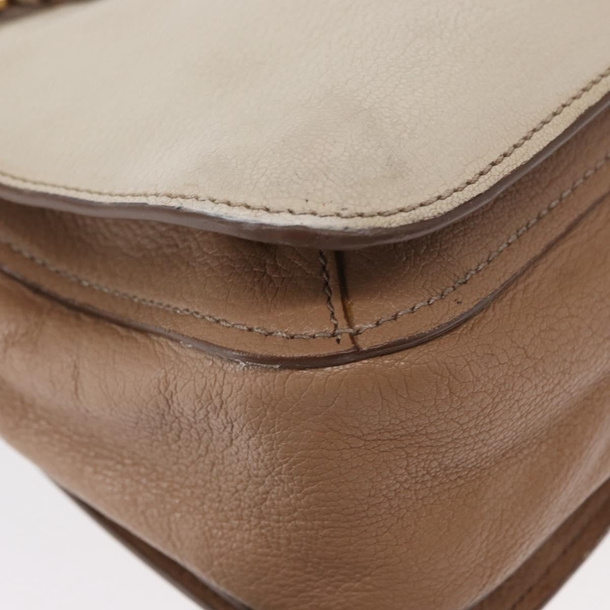 Miu Miu Madras Convertible Lock Tote Leather Beige Leather Handbag (Pre-Owned)