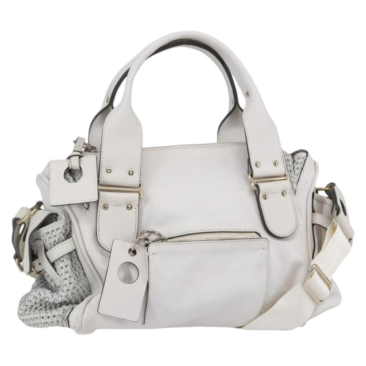 Chloe Vintage Leather White Leather Shoulder Bag Bag (Pre-Owned)