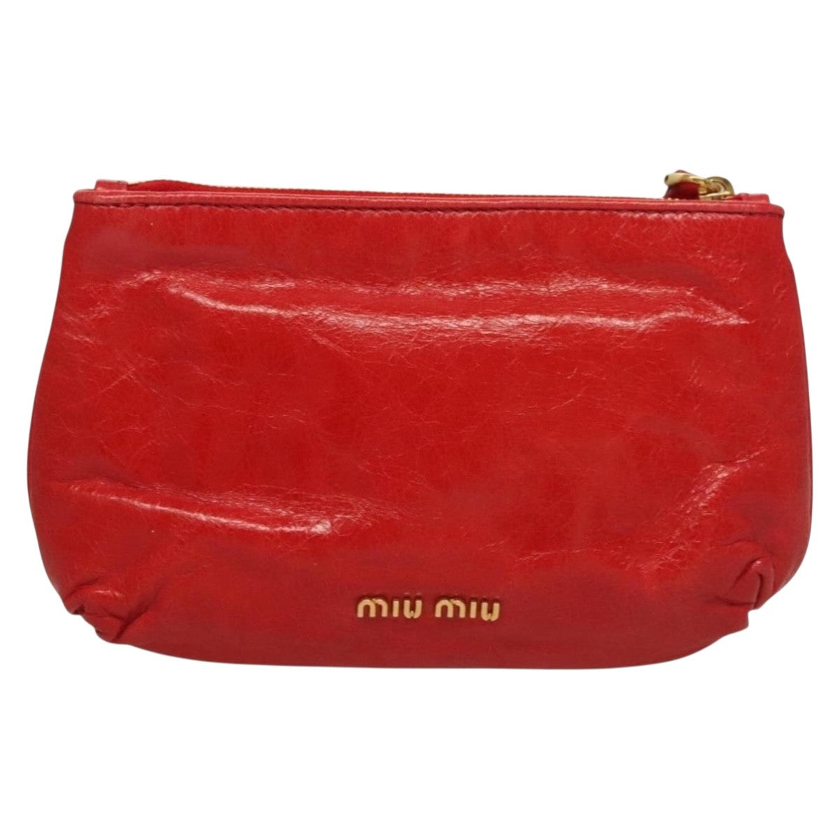 Miu Miu Zip Wristlet Leather Red Leather Clutche & Pouche Bag (Pre-Owned)