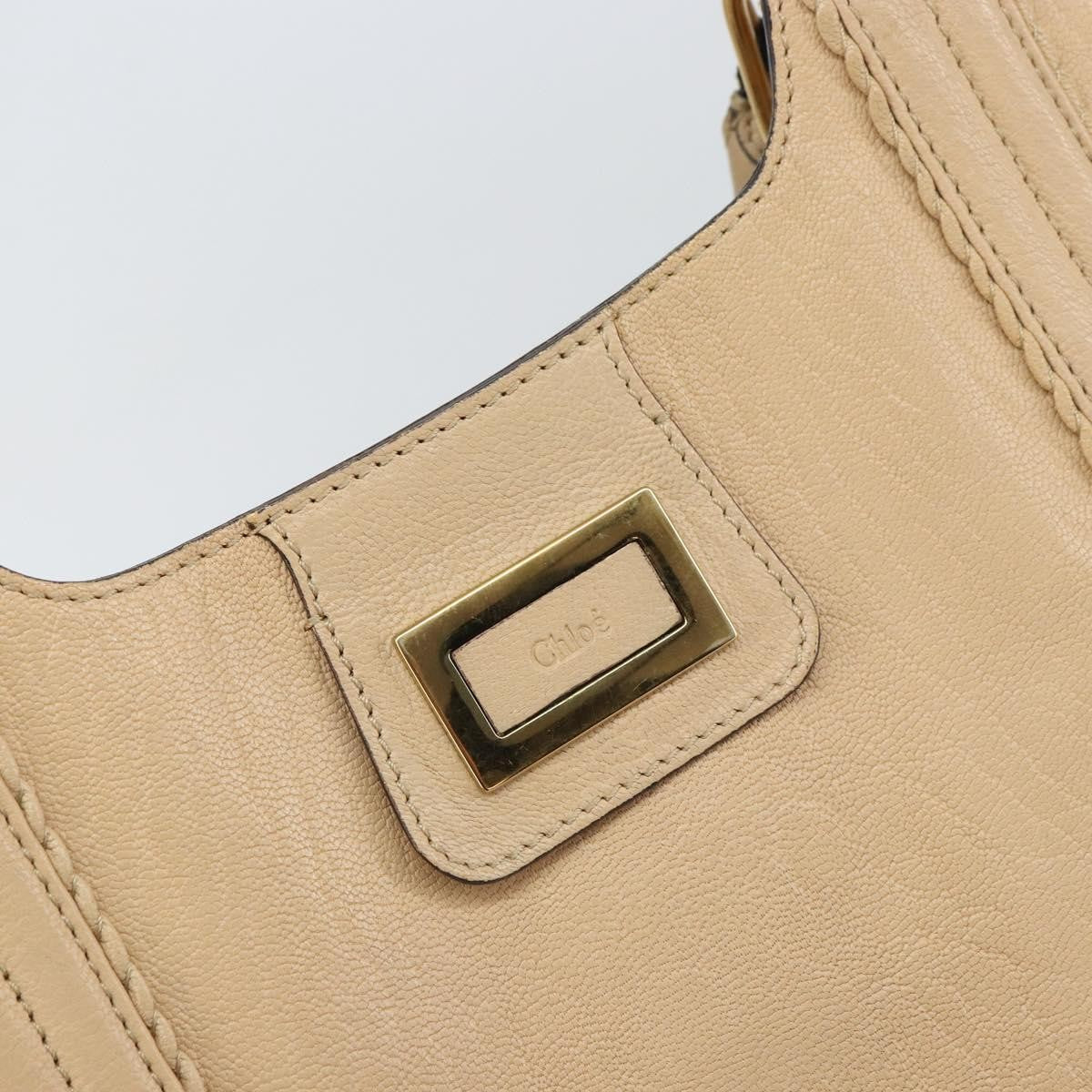 Chloe Vintage Leather Beige Leather Tote Bag Bag (Pre-Owned)