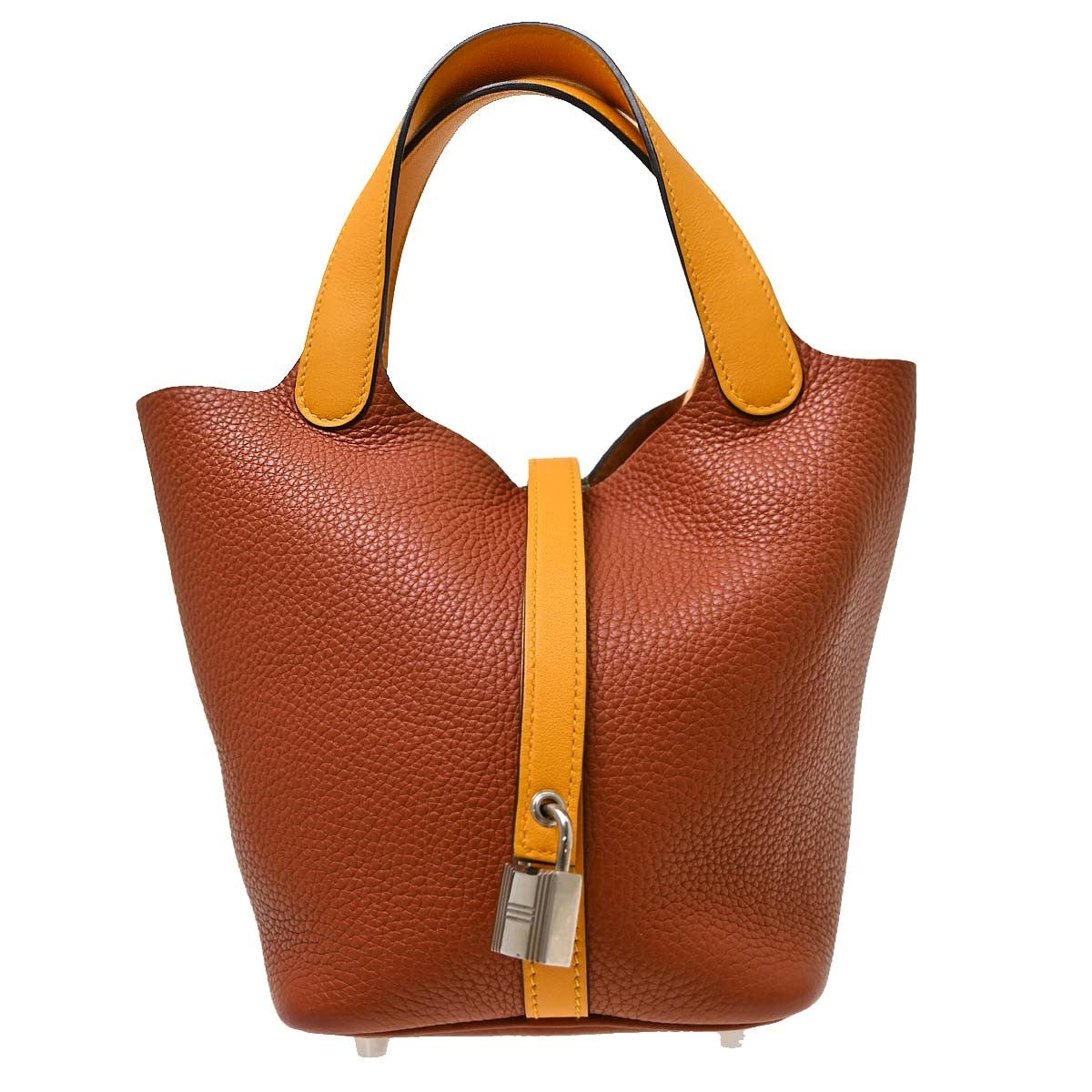 Hermes Picotin Lock Clemence Brown Leather Handbag (Pre-Owned)