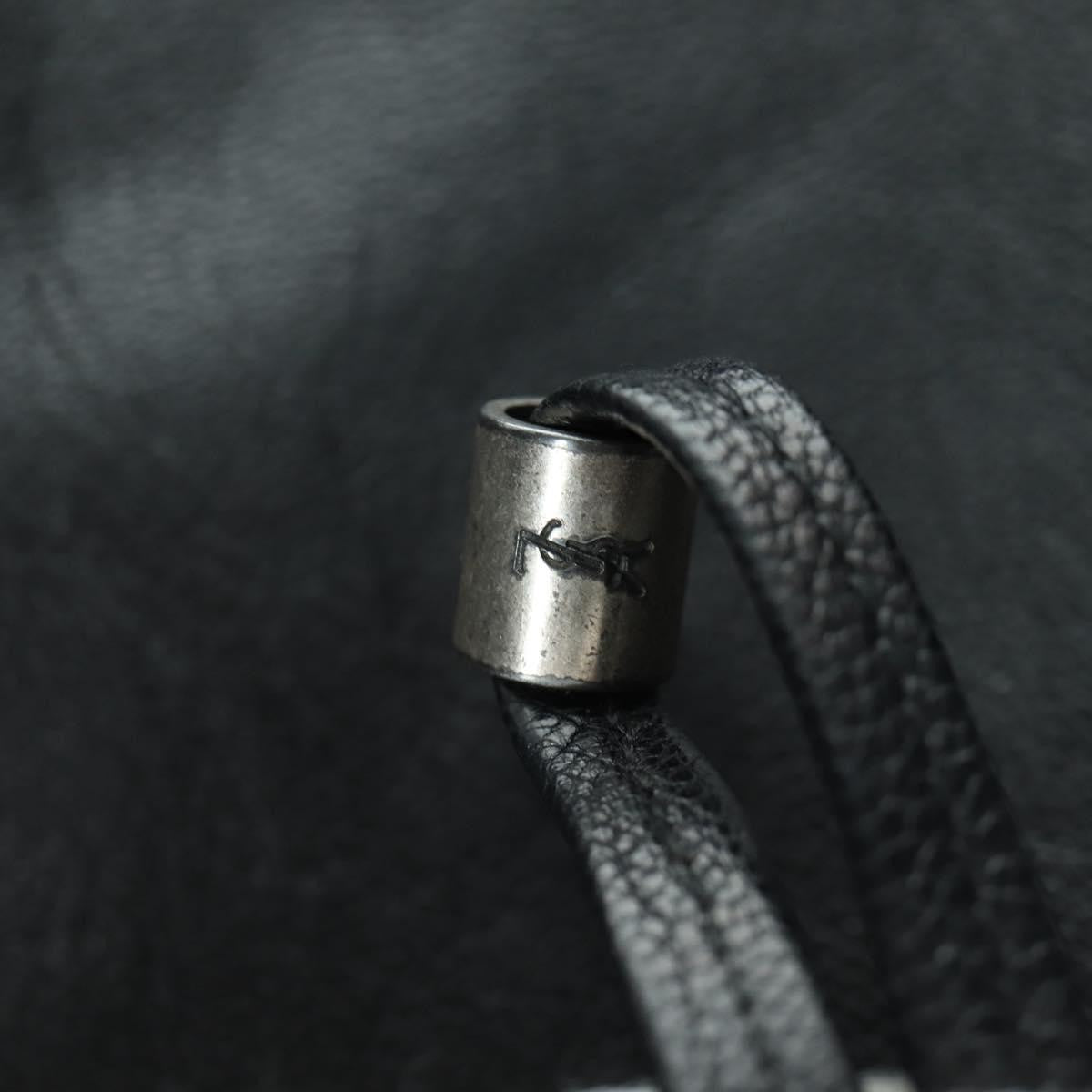 Saint Laurent Vintage Shoulder Bag Leather Black Leather Shoulder Bag Bag (Pre-Owned)