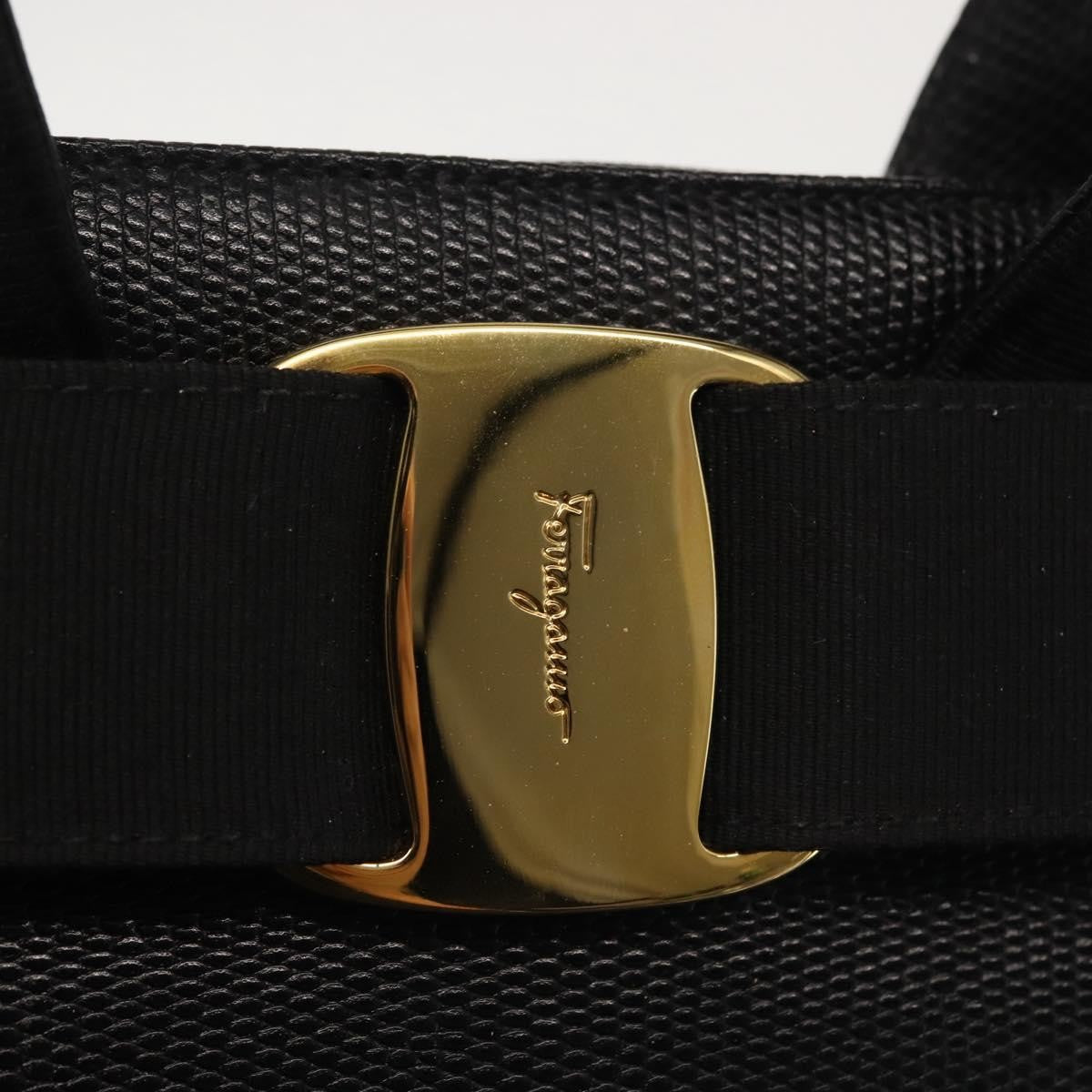 Salvatore Ferragamo Convertible Vara Bow Tote Leather Black Leather Bag (Pre-Owned)