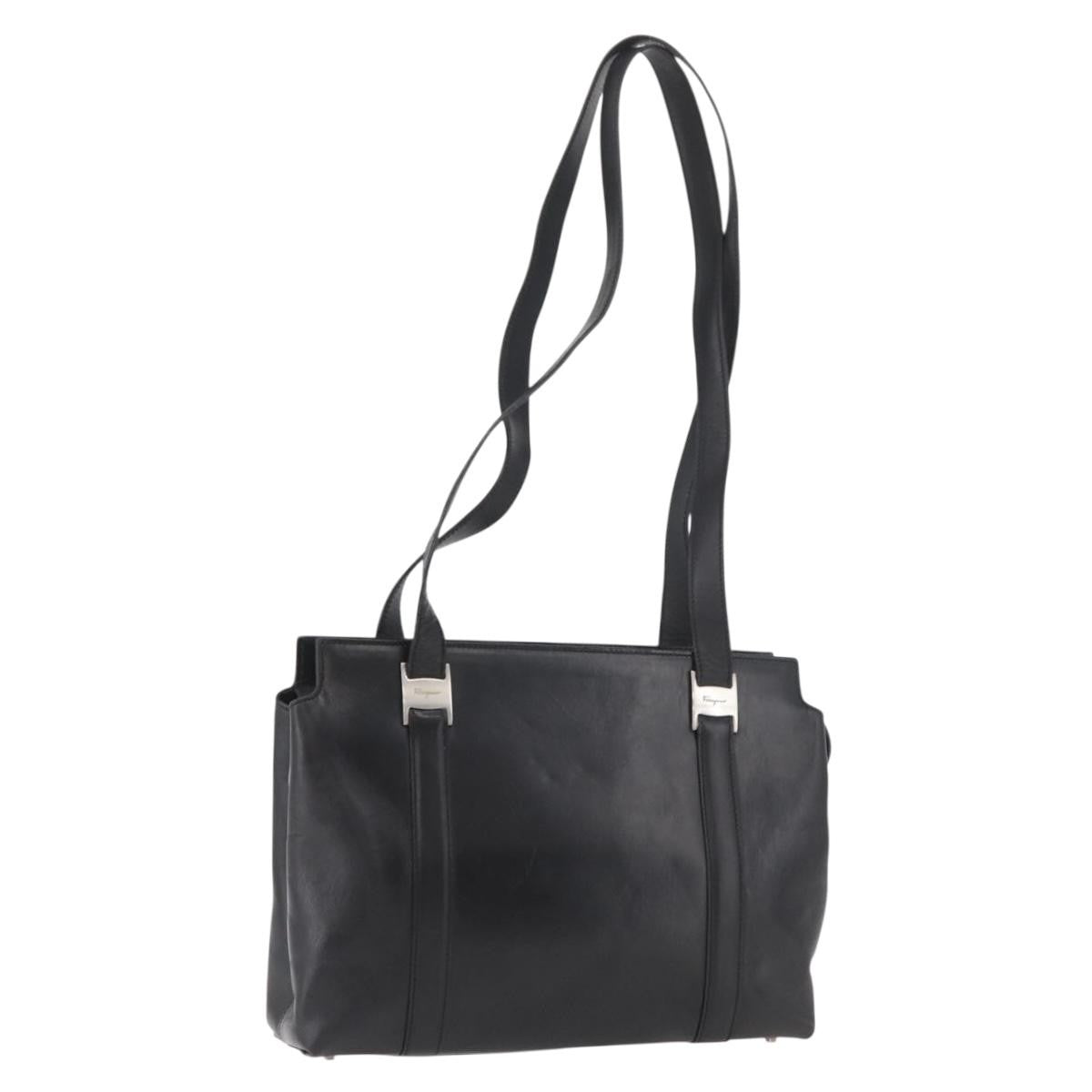Salvatore Ferragamo Vintage Leather Black Leather Tote Bag Bag (Pre-Owned)