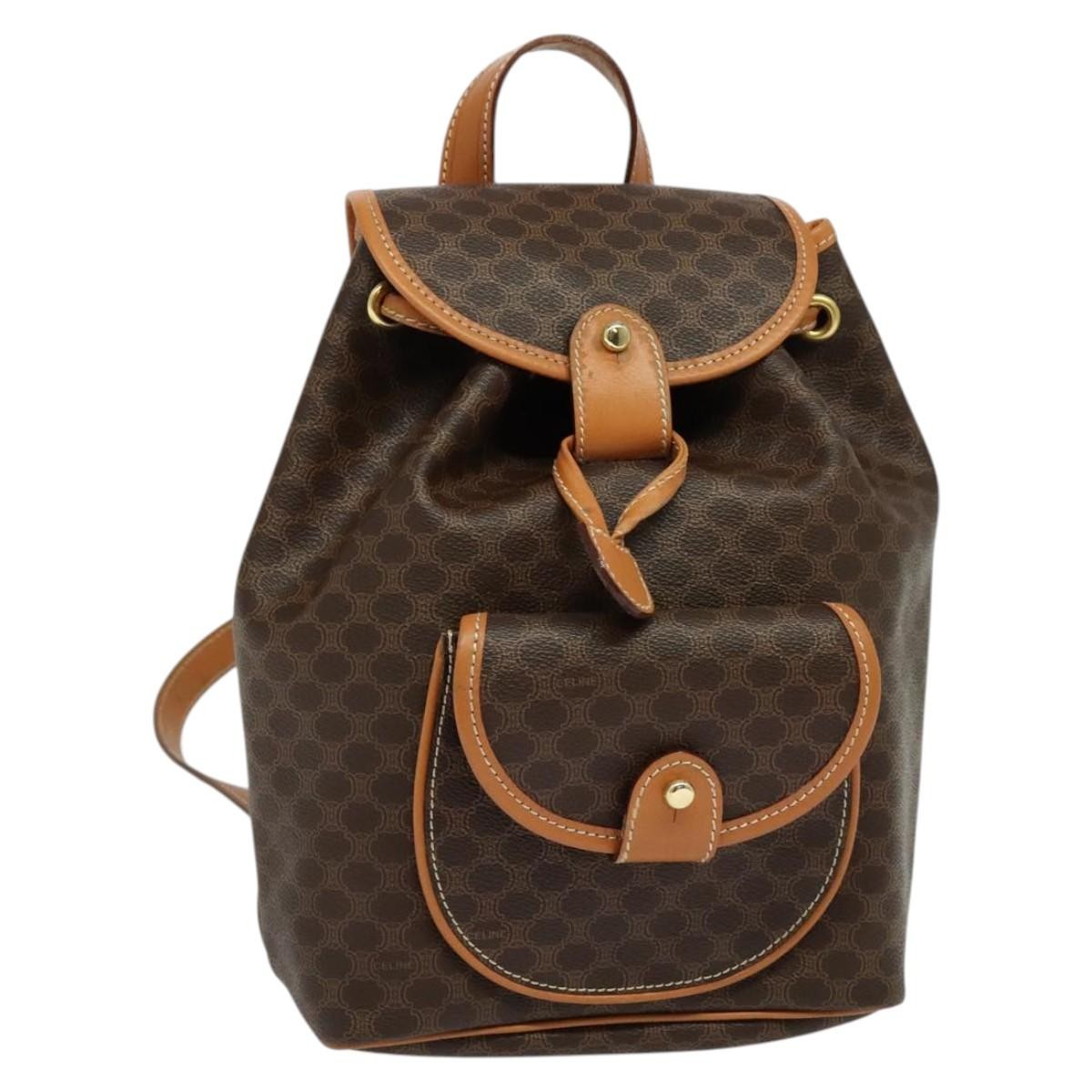Celine Vintage Macadam Canvas And Leather Brown Pvc Backpack Bag (Pre-Owned)
