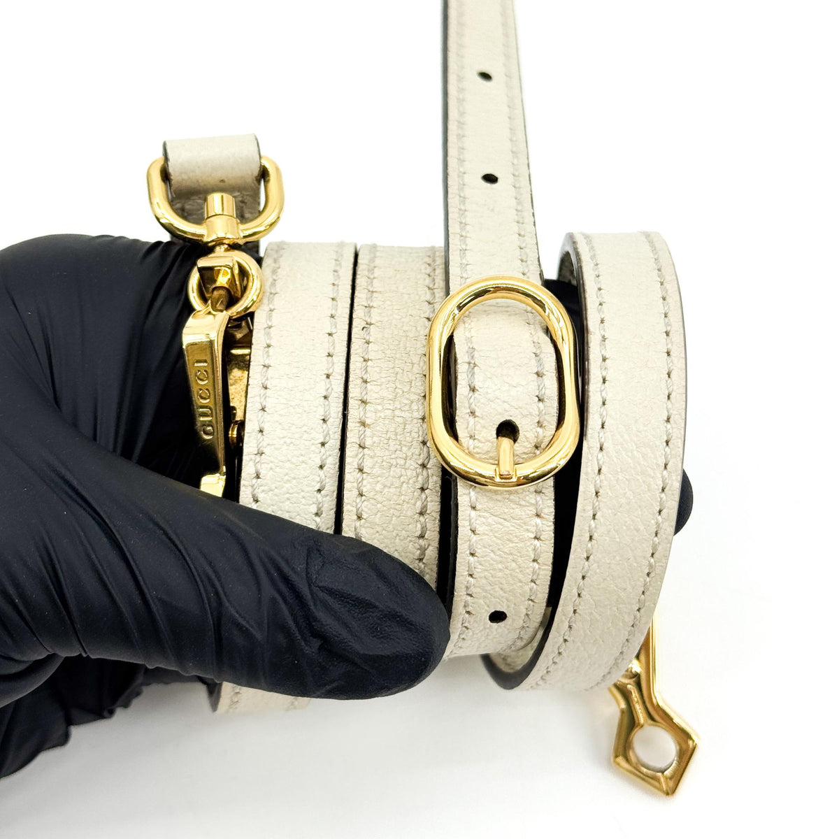 Gucci Ophidia Bucket Leather White Leather Handbag (Pre-Owned)