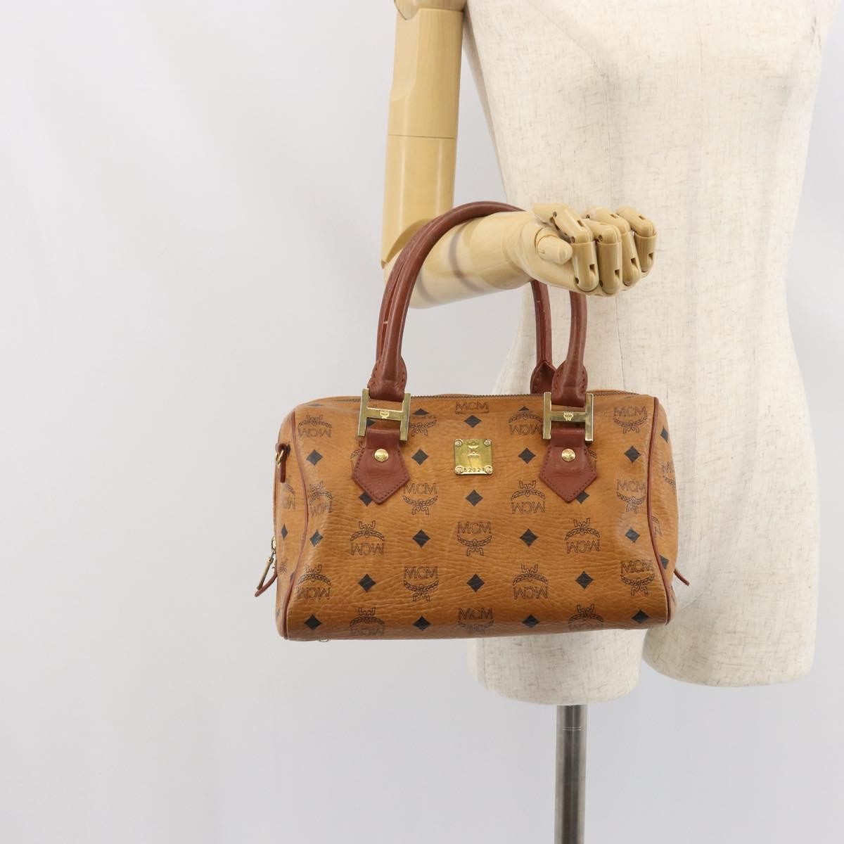 MCM Visetos Logogramme Leather Brown Leather Handbag (Pre-Owned)
