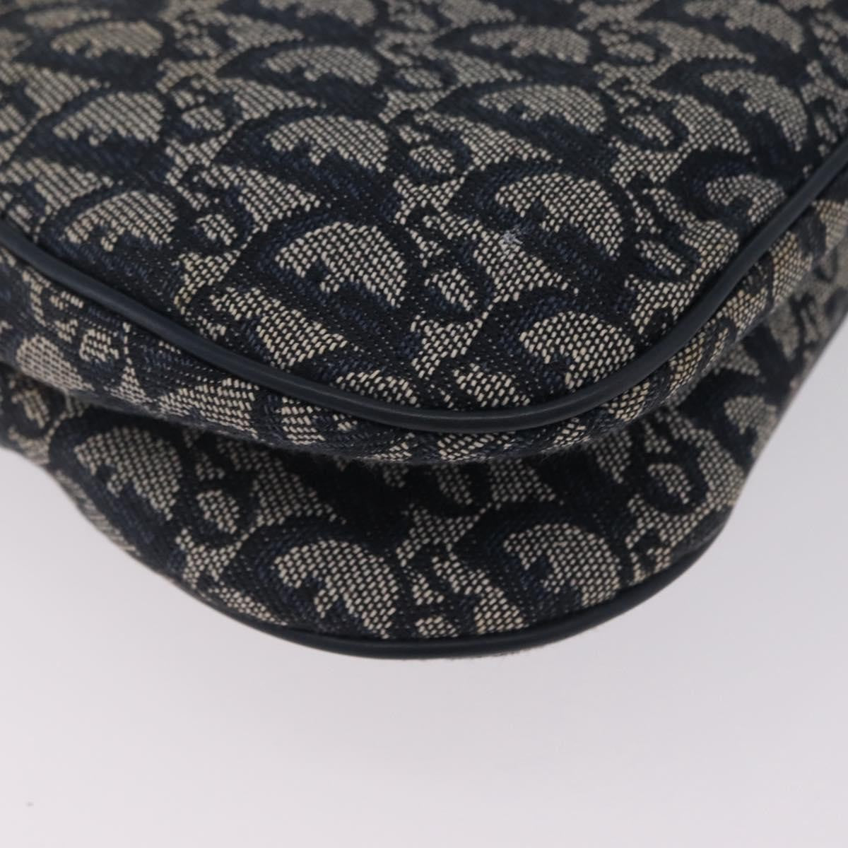 Christian Dior Vintage Double Saddle Diorissimo Canvas Navy Canvas Handbag (Pre-Owned)