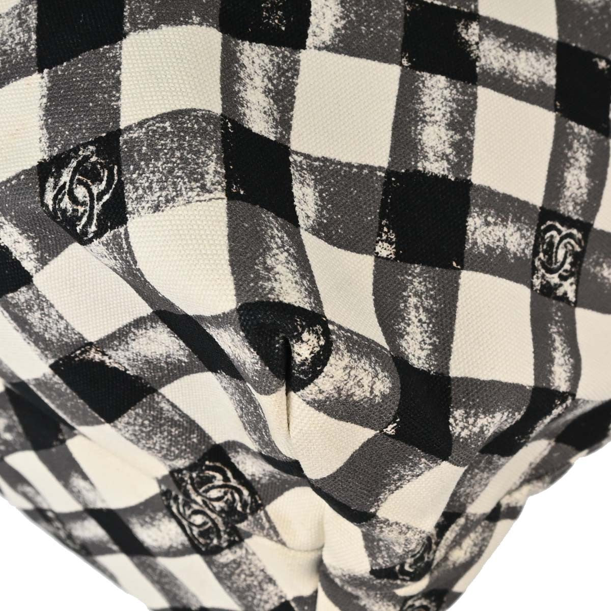 Chanel Weekender Gingham Print Canvas Black Canvas Tote Bag Bag (Pre-Owned)