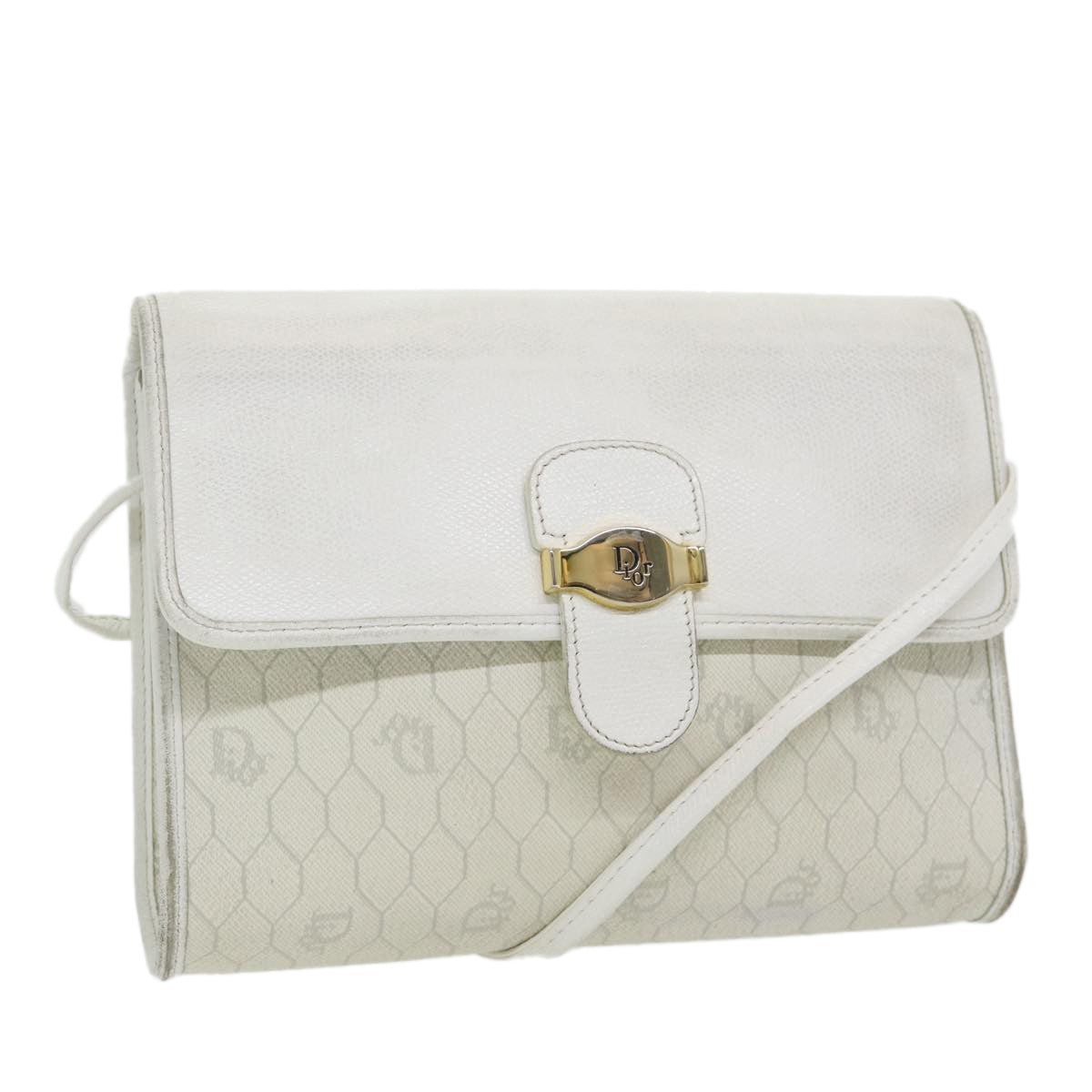 Christian Dior Vintage Honeycomb Canvas White Canvas Shoulder Bag Bag (Pre-Owned)