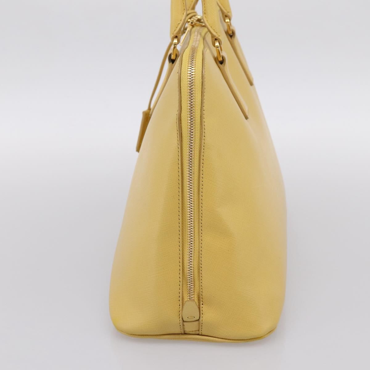 Prada Promenade Saffiano Leather Yellow Leather Handbag (Pre-Owned)