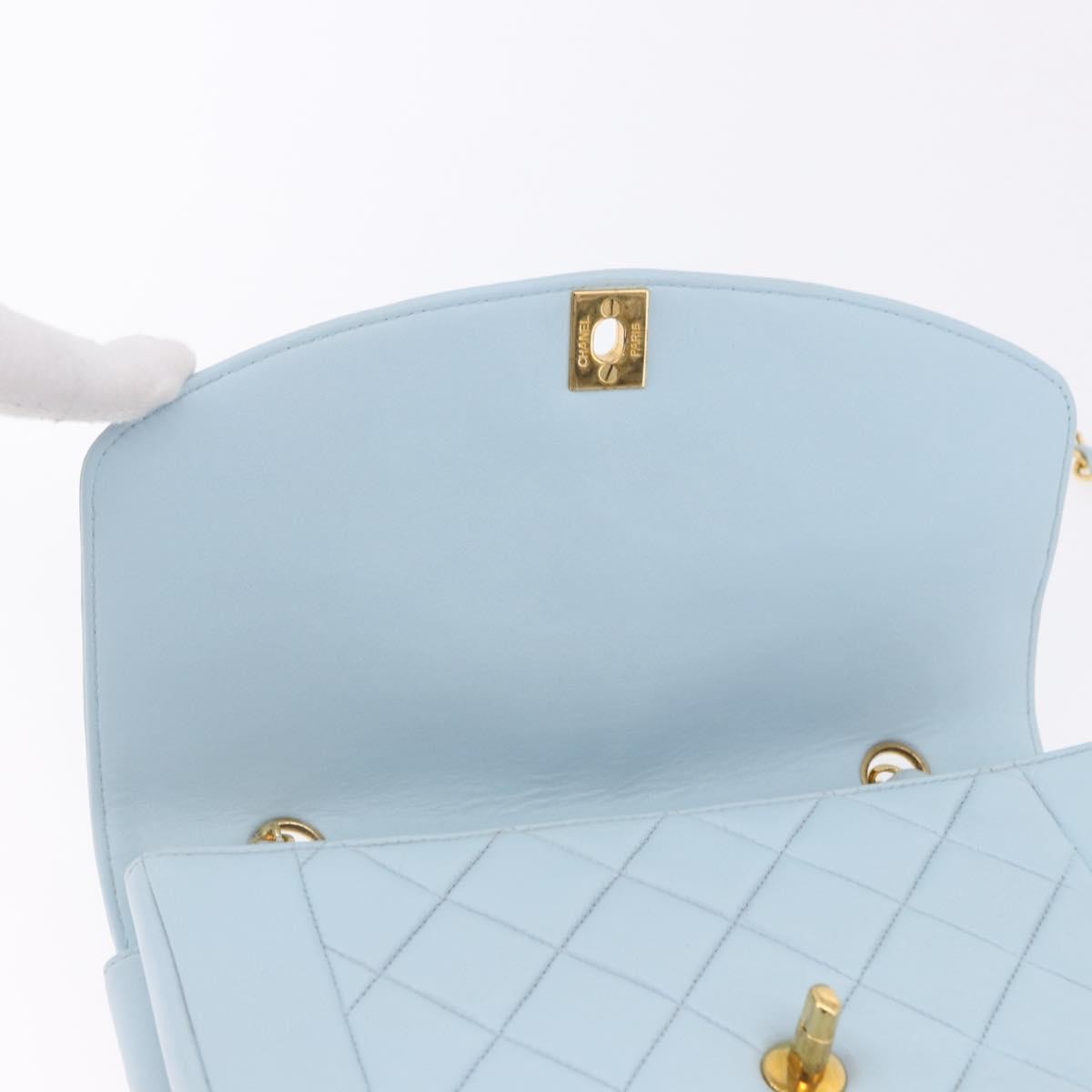 Chanel Vintage Diana Flap Quilted Lambskin Blue Leather Shoulder Bag Bag (Pre-Owned)