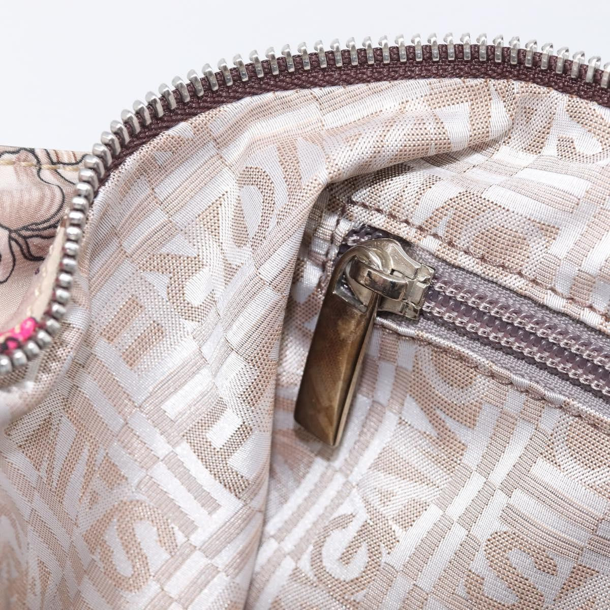 Salvatore Ferragamo Convertible Belted Boston Fiera Printed Nylon With Leather Beige Nylon Handbag (Pre-Owned)