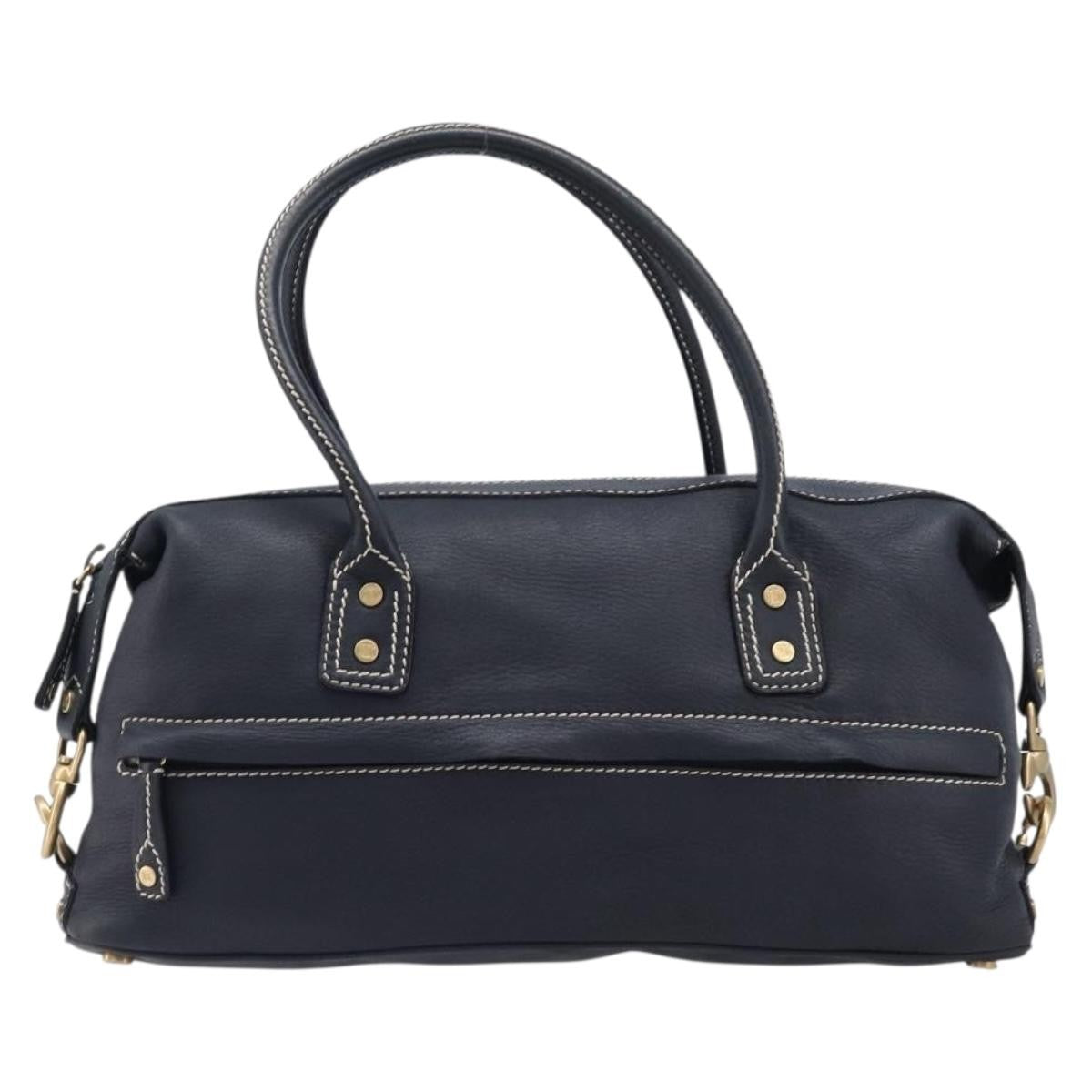 Celine Top Handle Leather Black Leather Handbag (Pre-Owned)