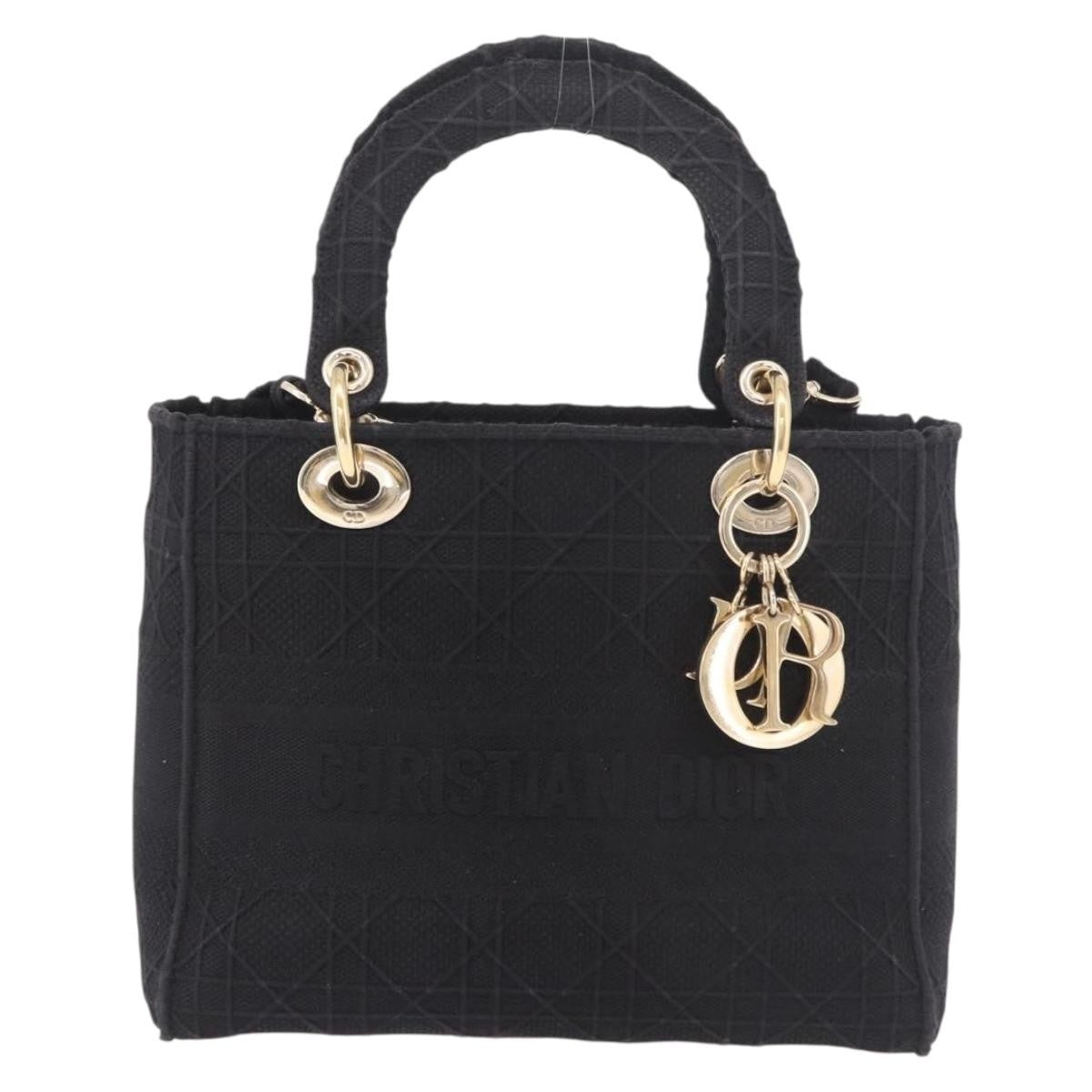Christian Dior Lady Dior Black Canvas Handbag (Pre-Owned)