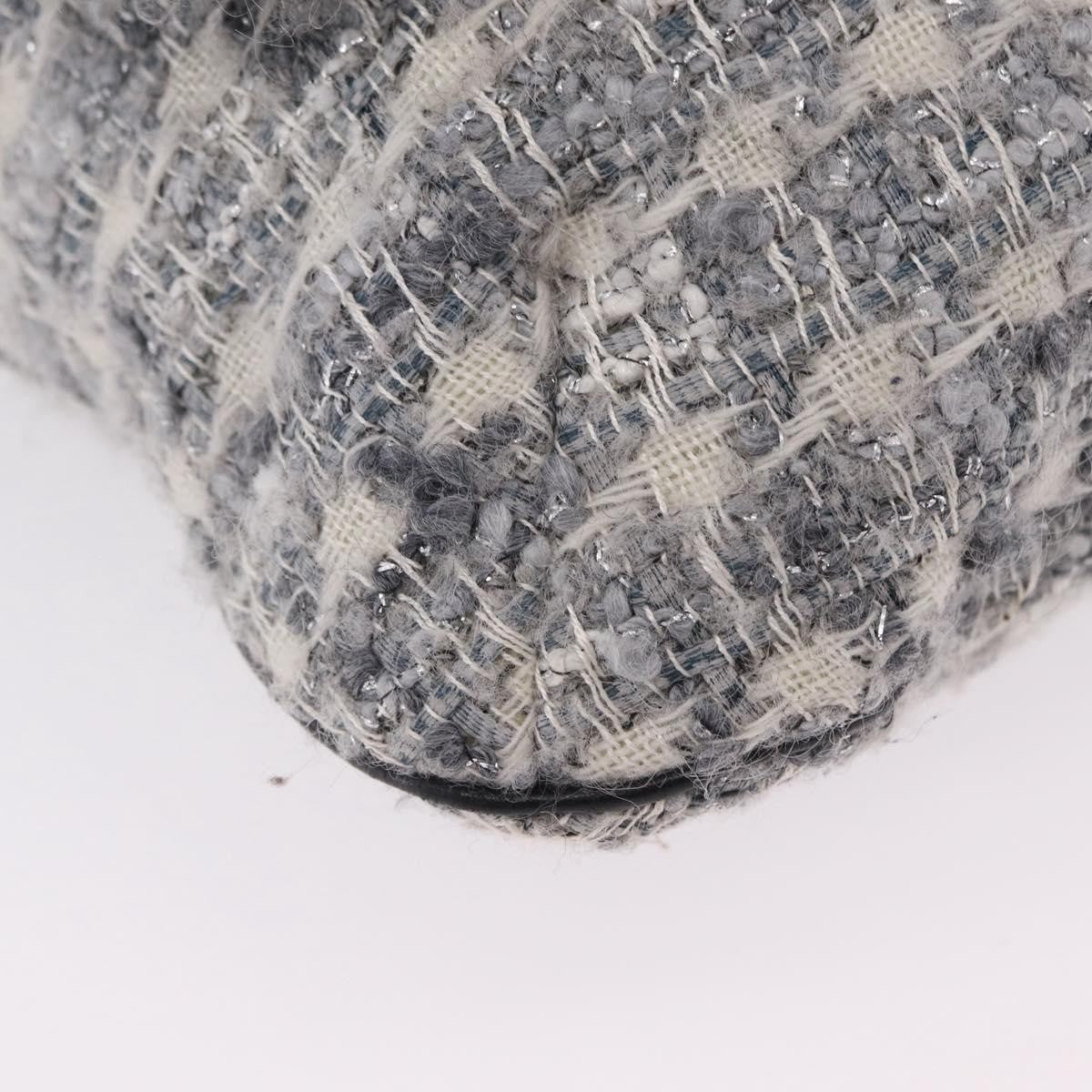 Chanel Camellia Messenger Tweed Gray Cotton Handbag (Pre-Owned)
