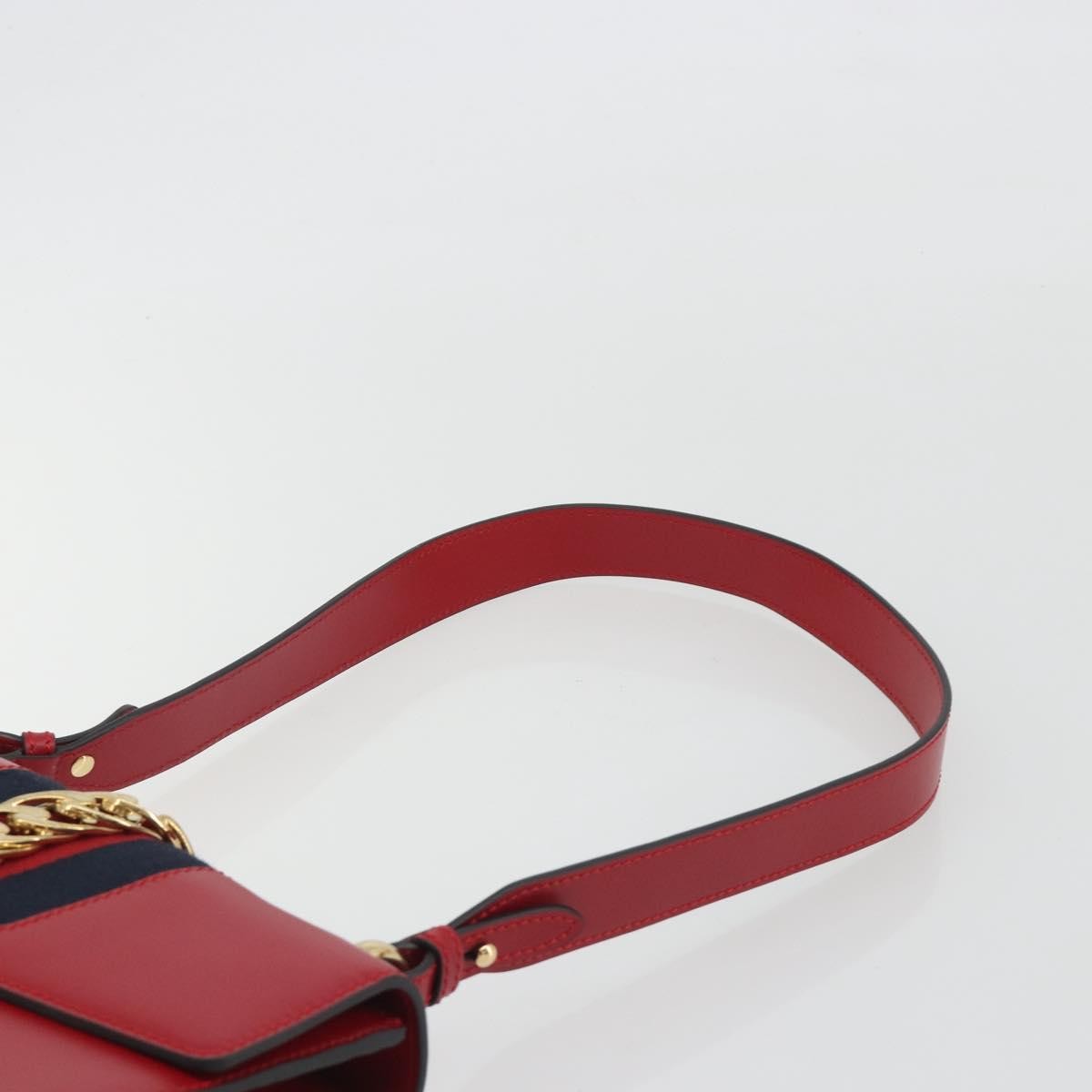 Gucci Sylvie Leather Red Leather Shoulder Bag Bag (Pre-Owned)