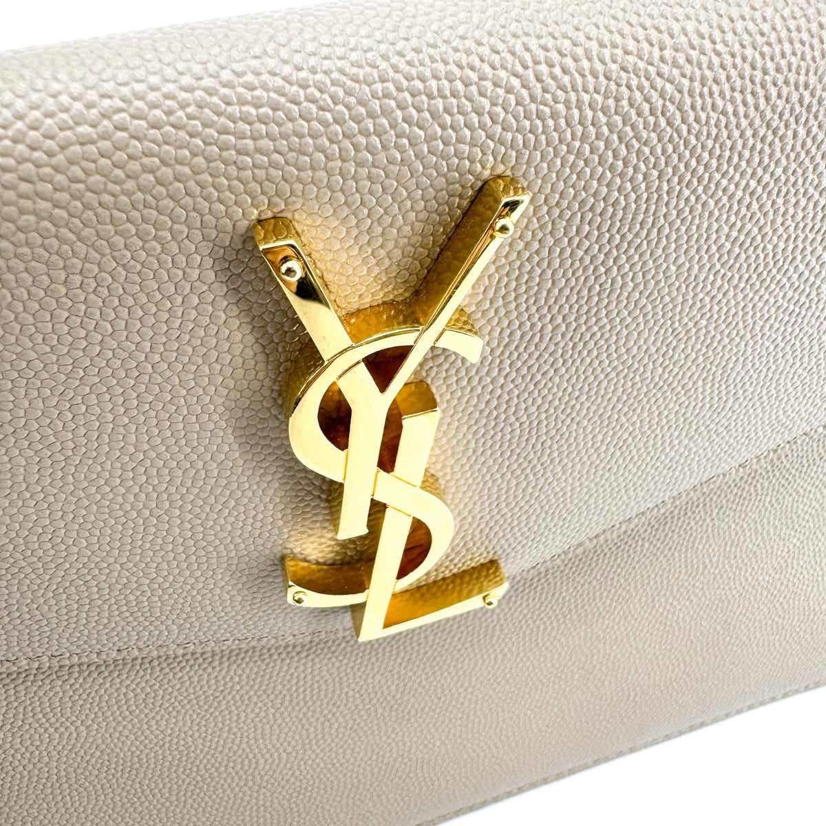 Saint Laurent Uptown Pouch Leather Beige Leather Clutche & Pouche Bag (Pre-Owned)