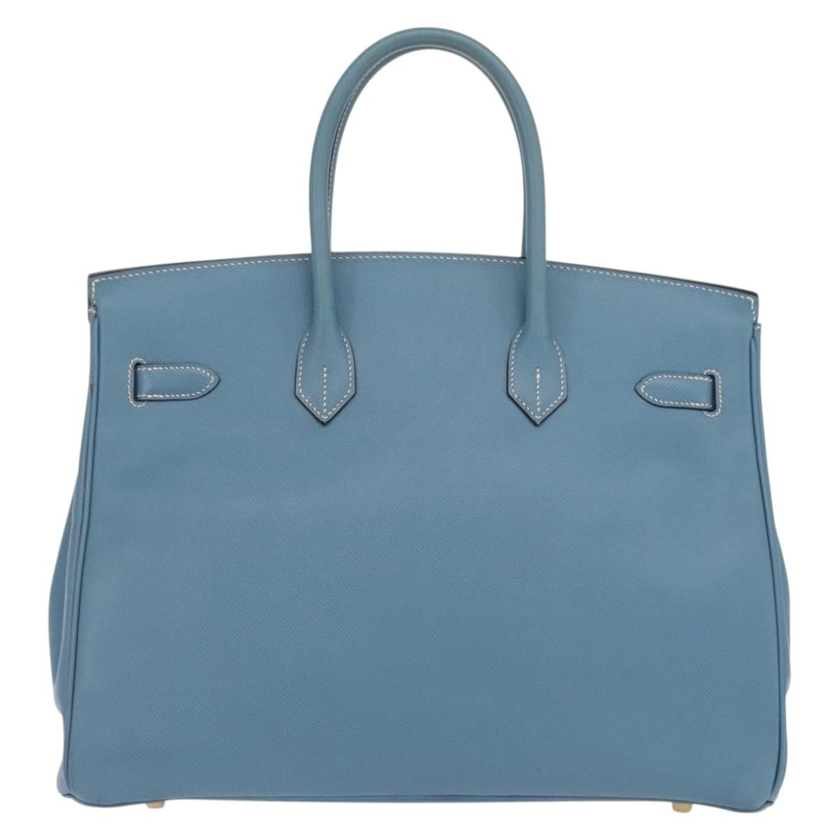 Hermes Birkin Blue Epsom With Gold Hardware Blue Leather Handbag (Pre-Owned)