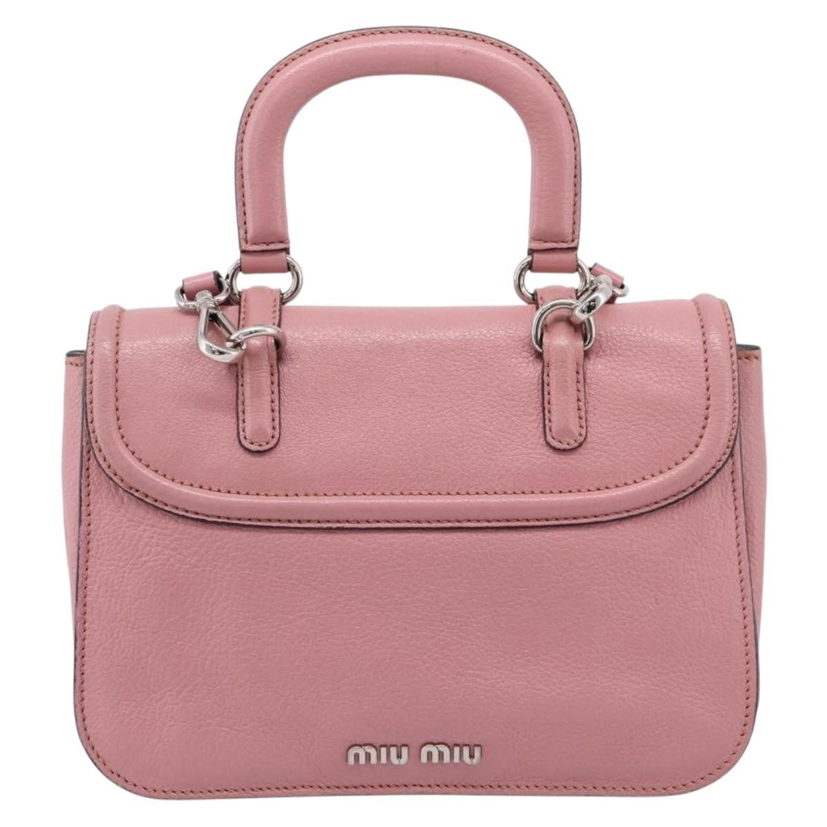 Miu Miu Beau Top Handle Leather Pink Leather Handbag (Pre-Owned)