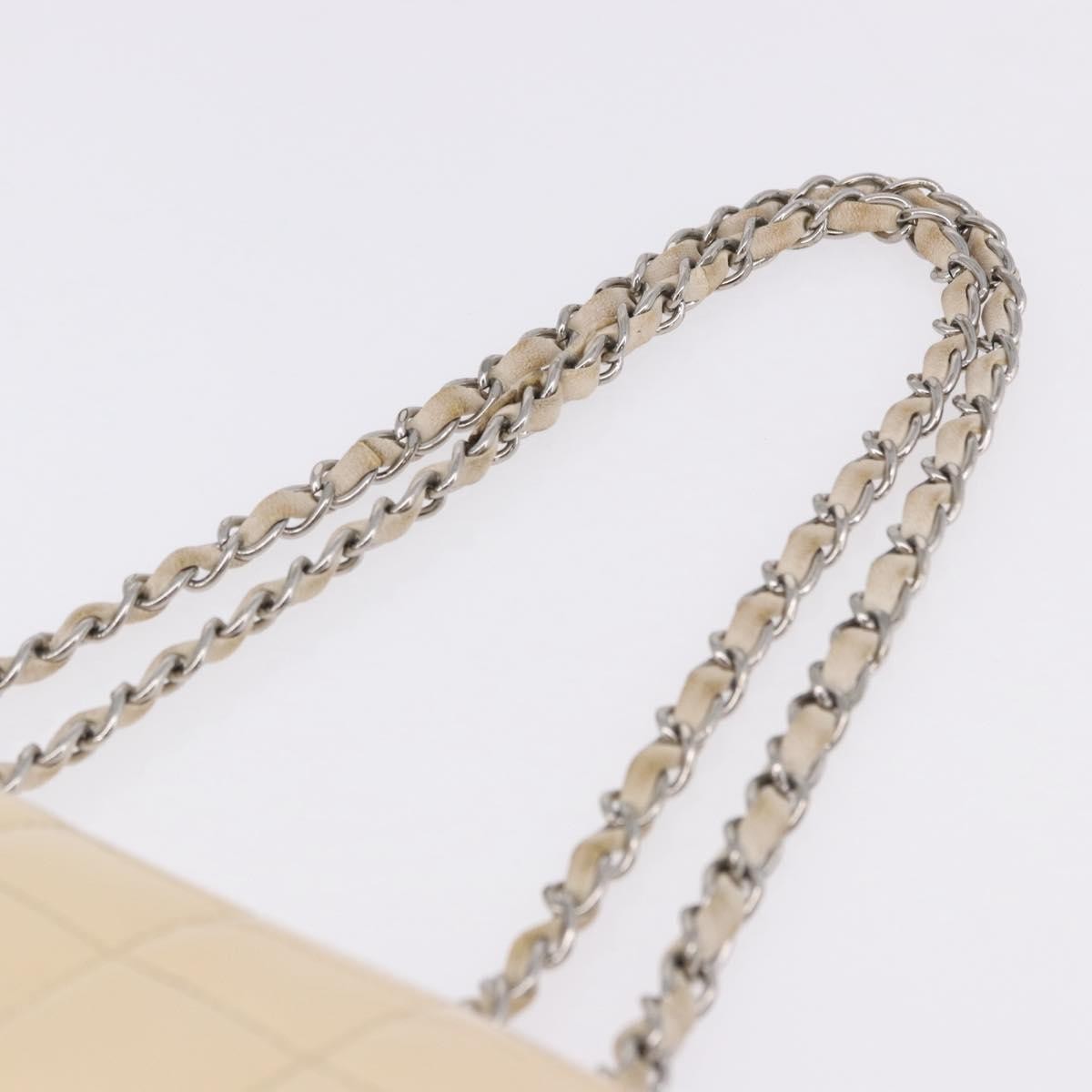 Chanel Vintage Chocolate Bar Cc Flap Patent Leather Beige Patent_Leather Shoulder Bag Bag (Pre-Owned)