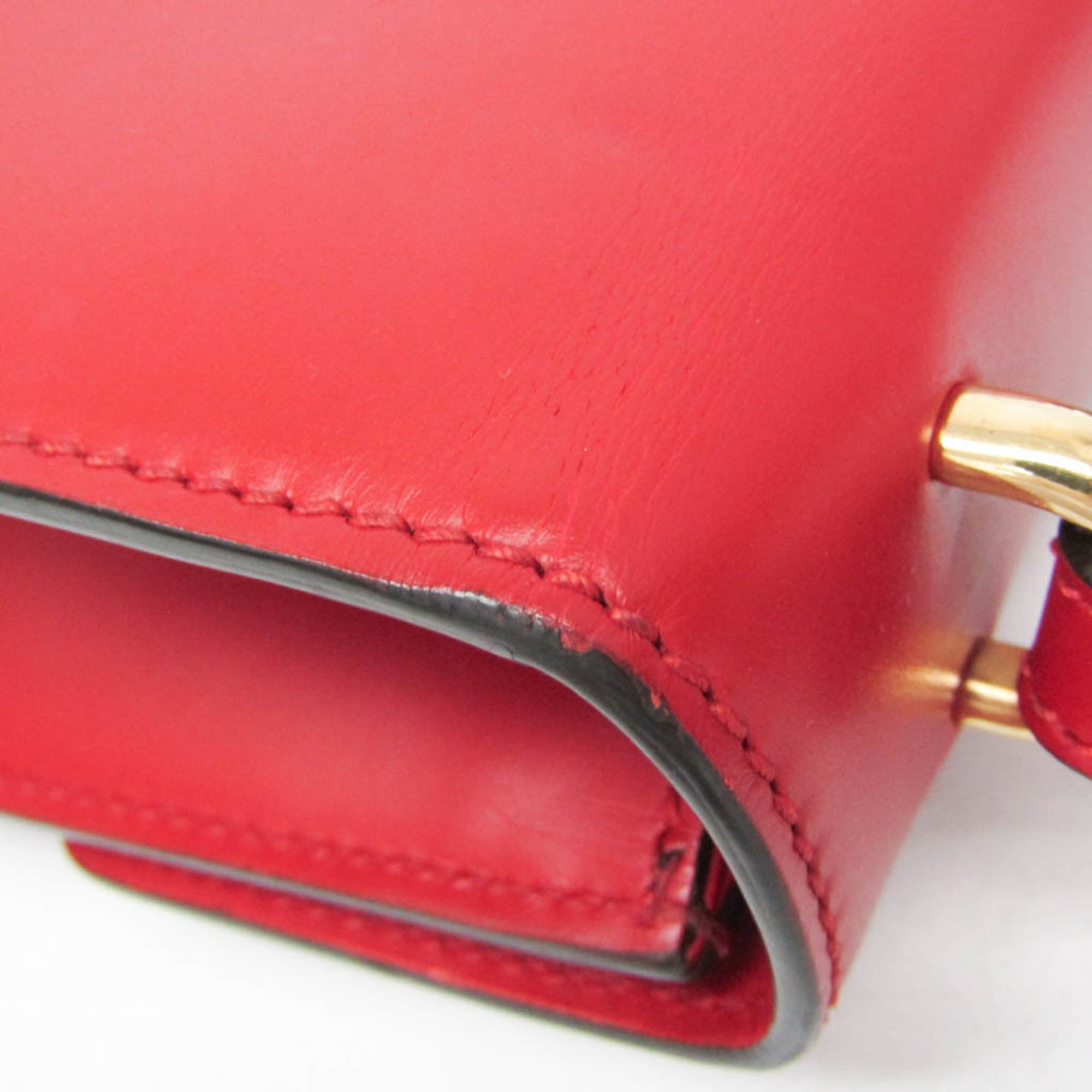 Gucci Sylvie Leather Red Leather Shoulder Bag Bag (Pre-Owned)