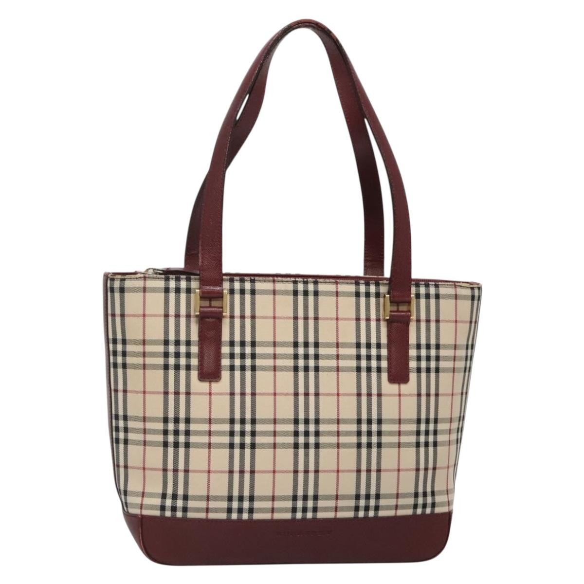 Burberry Nova Check Tote Canvas And Leather Beige Canvas Tote Bag Bag (Pre-Owned)