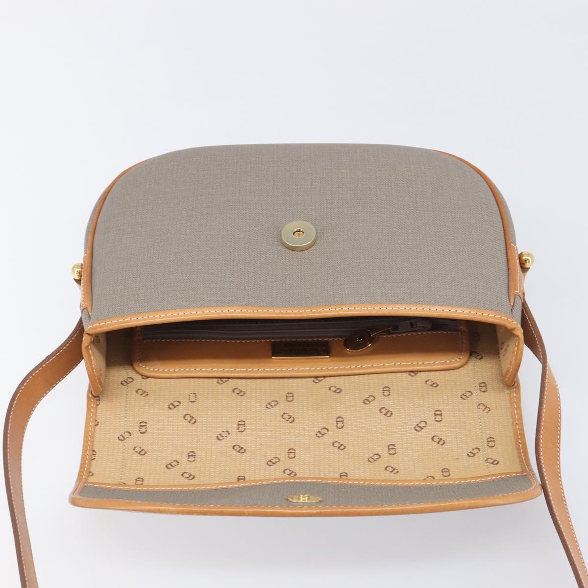 Christian Dior Vintage Cd Logo Canvas And Leather Gray Canvas Shoulder Bag Bag (Pre-Owned)