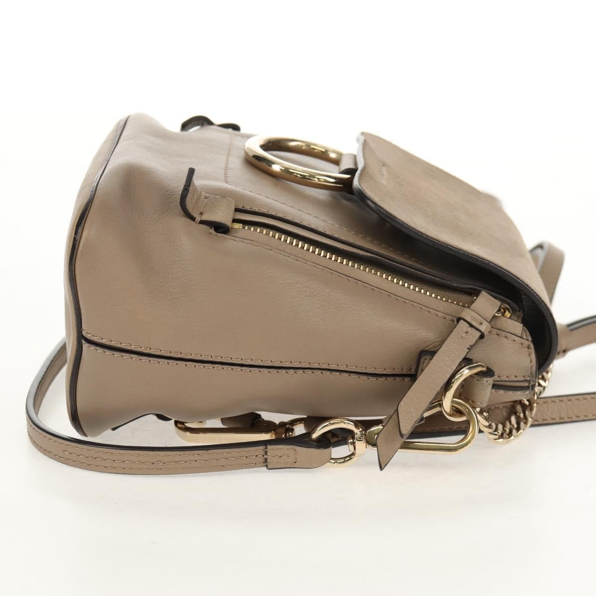 Chloe Faye Leather And Suede Gray Leather Backpack Bag (Pre-Owned)