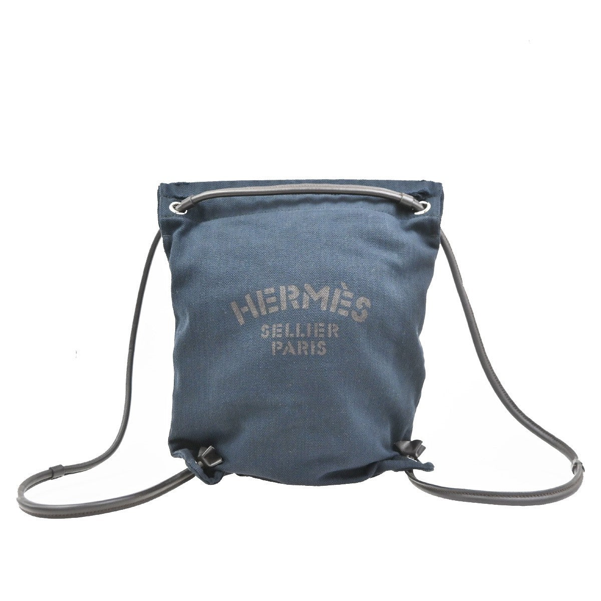 Hermes Maline Toile Blue Canvas Backpack Bag (Pre-Owned)