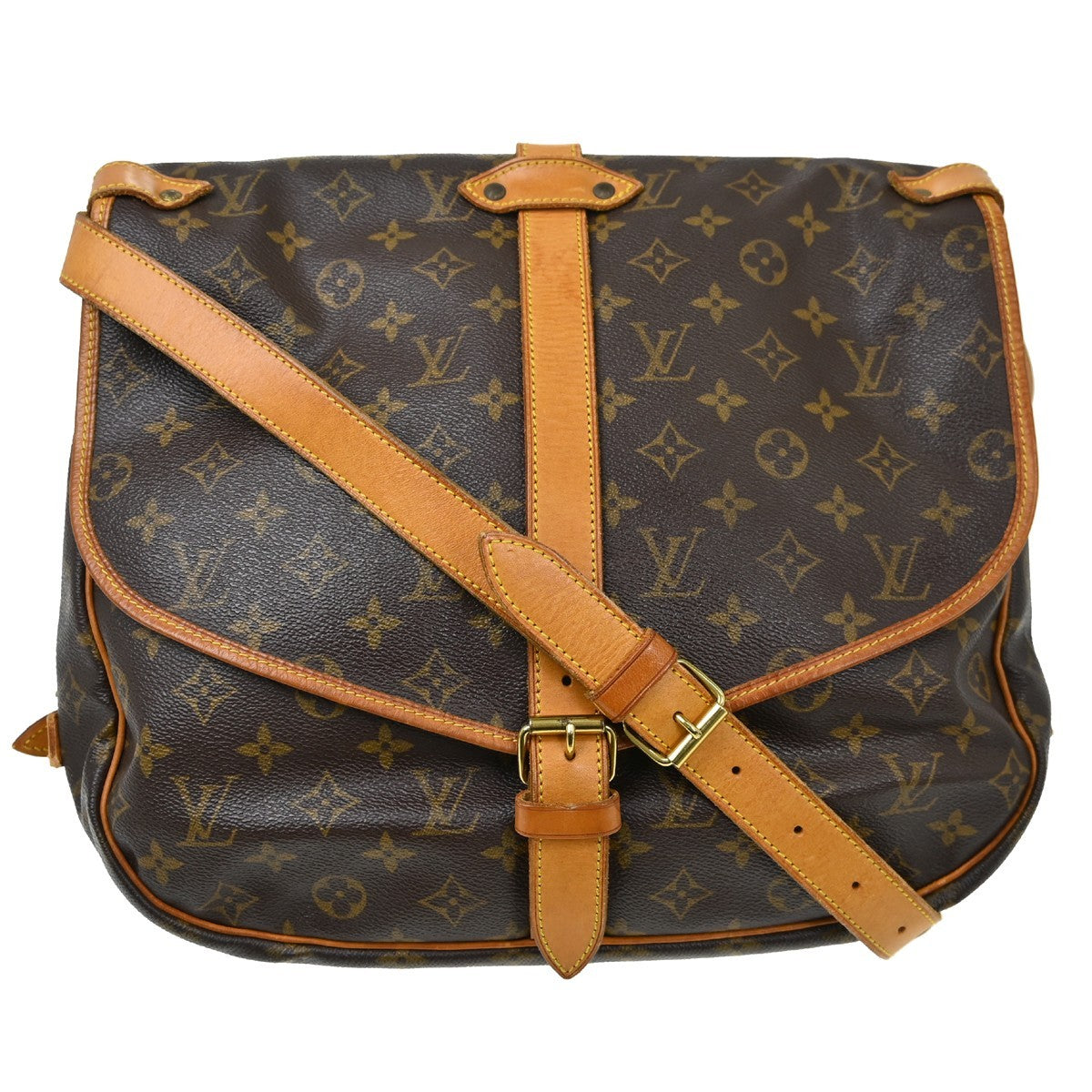 Louis Vuitton Saumur Monogram Canvas Brown Canvas Handbag (Pre-Owned)