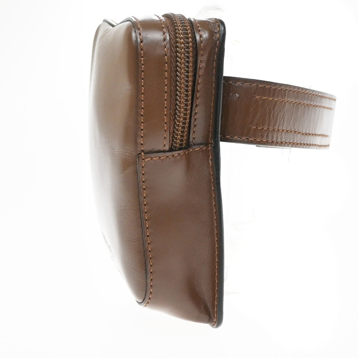Prada Logo Pouch Leather Brown Leather Clutche & Pouche Bag (Pre-Owned)