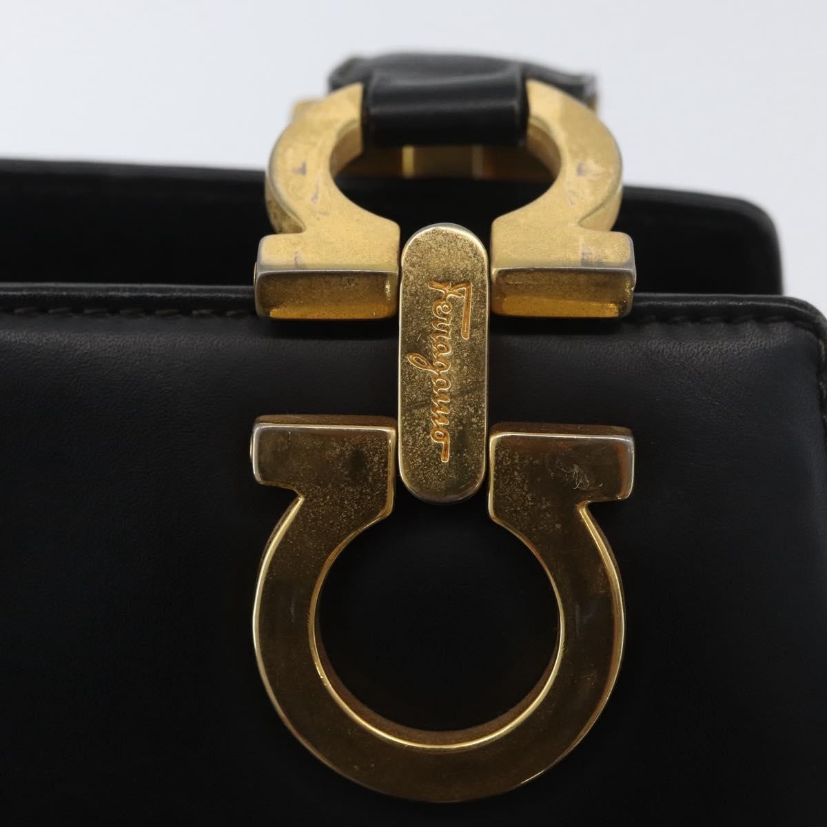 Salvatore Ferragamo Gancini Tote Leather Black Leather Tote Bag Bag (Pre-Owned)
