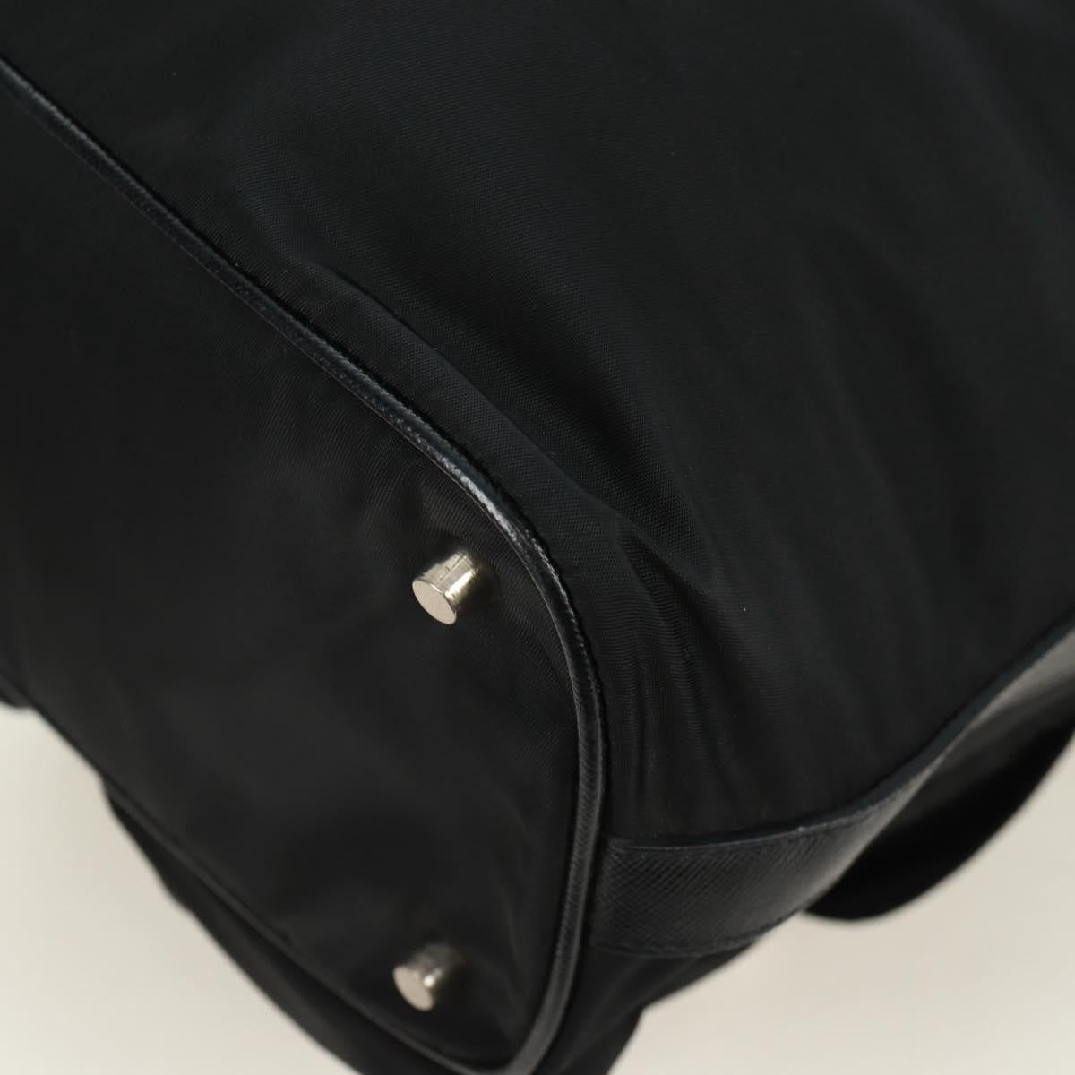 Prada Double Pocket Drawstring Tessuto Black Nylon Shoulder Bag Bag (Pre-Owned)