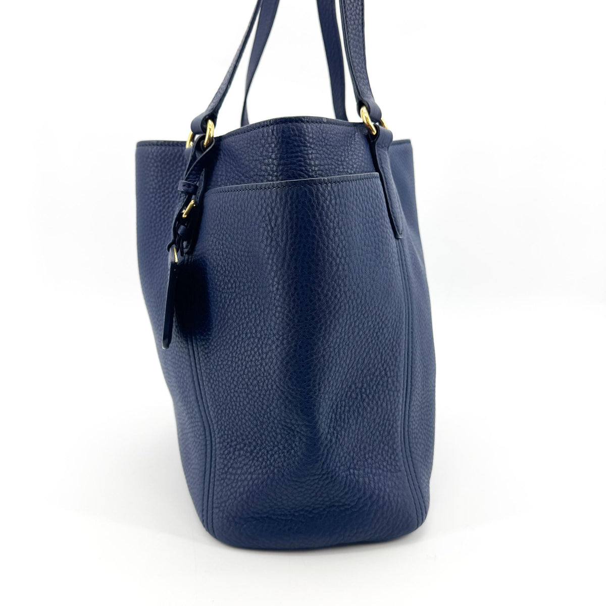 Prada Tote Vitello Daino Vitello Daino Navy Calfskin Tote Bag Bag (Pre-Owned)