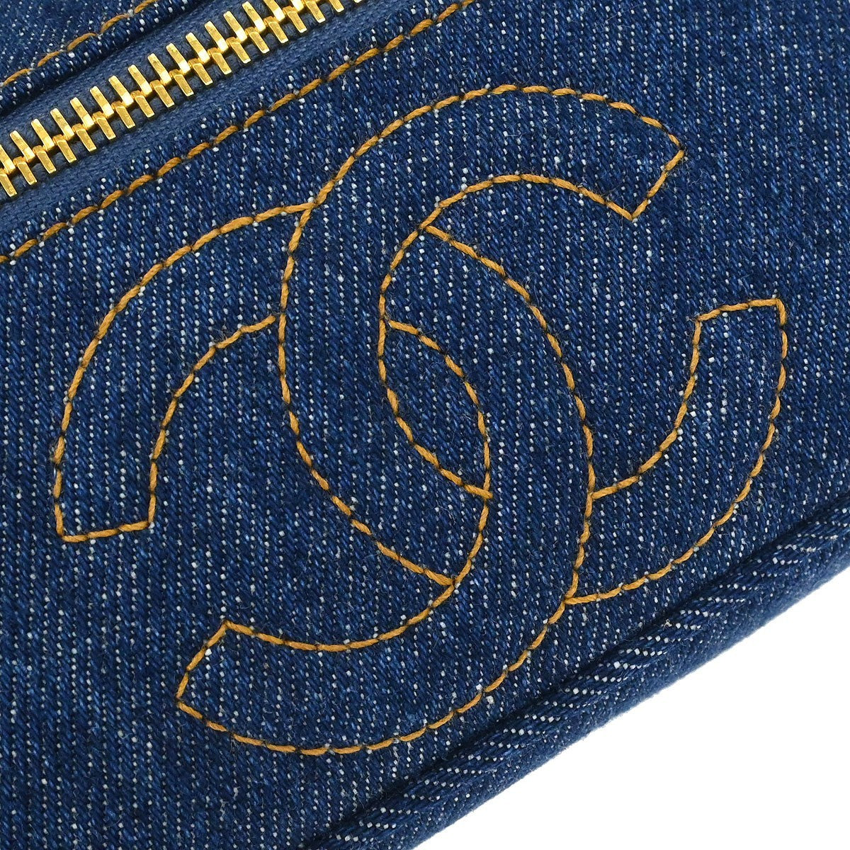Chanel Vintage Timeless Cosmetic Case Denim Blue Denim_Jeans Handbag (Pre-Owned)