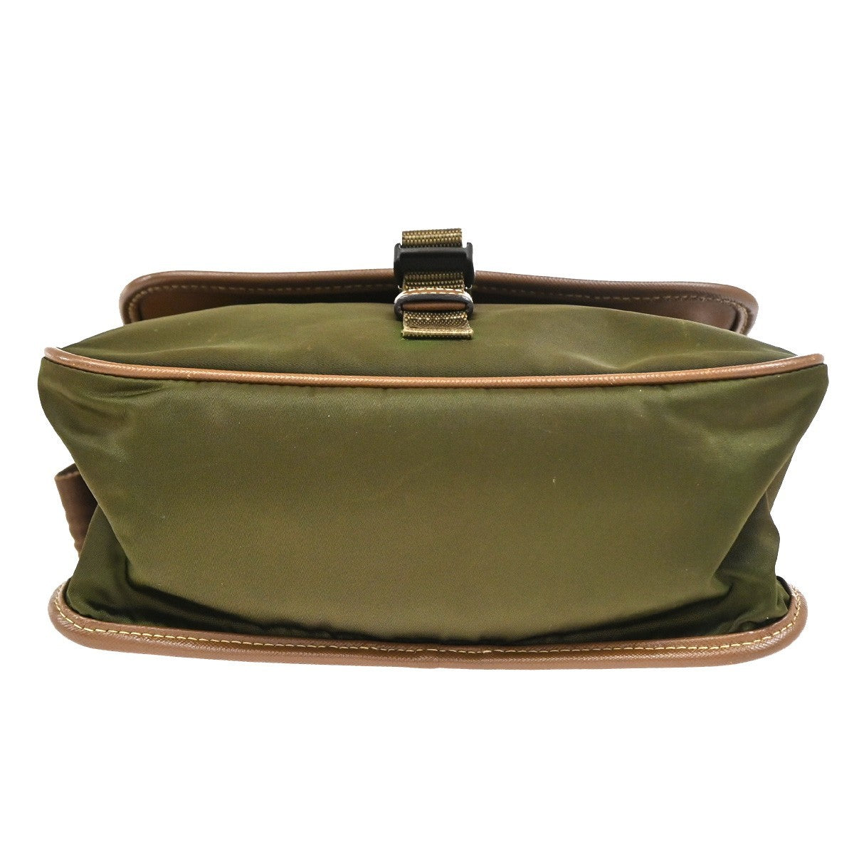 Prada Logo Buckle Messenger Nylon Khaki Nylon Handbag (Pre-Owned)